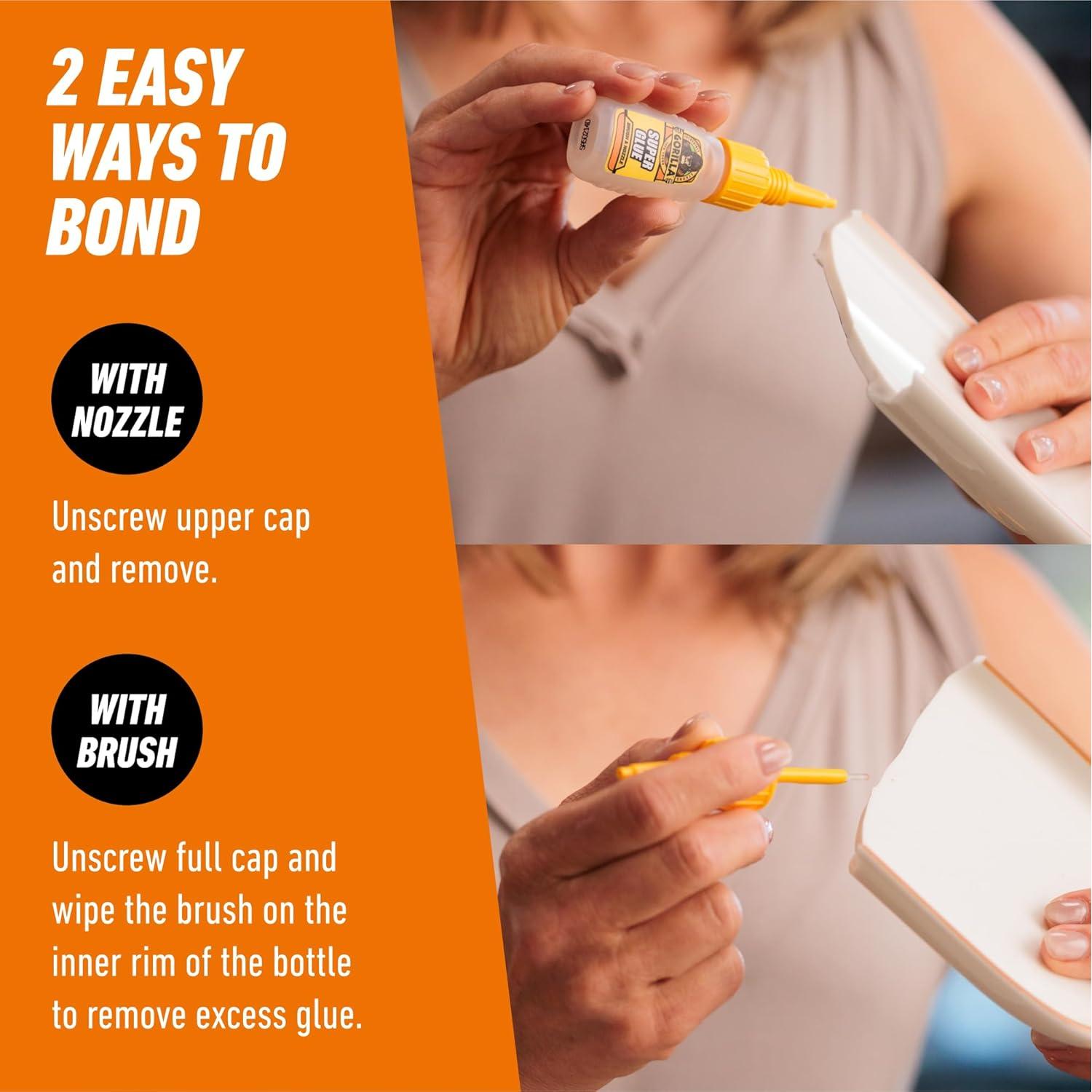 Gorilla Super Glue 12g con aplicador cepillo y boquilla