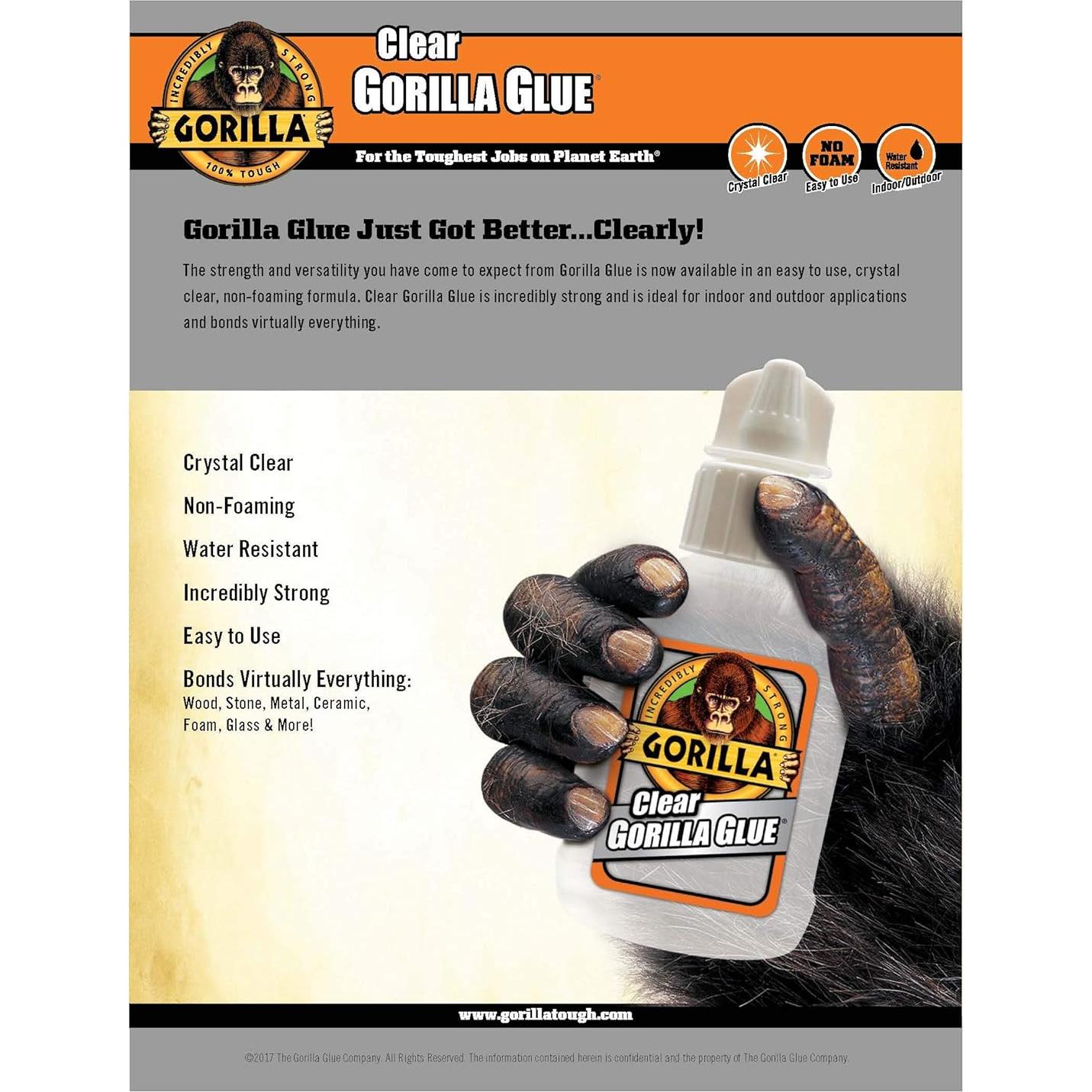 Pegamento Transparente Gorilla 106.3g x 2 - Multiusos y Resistente al Agua