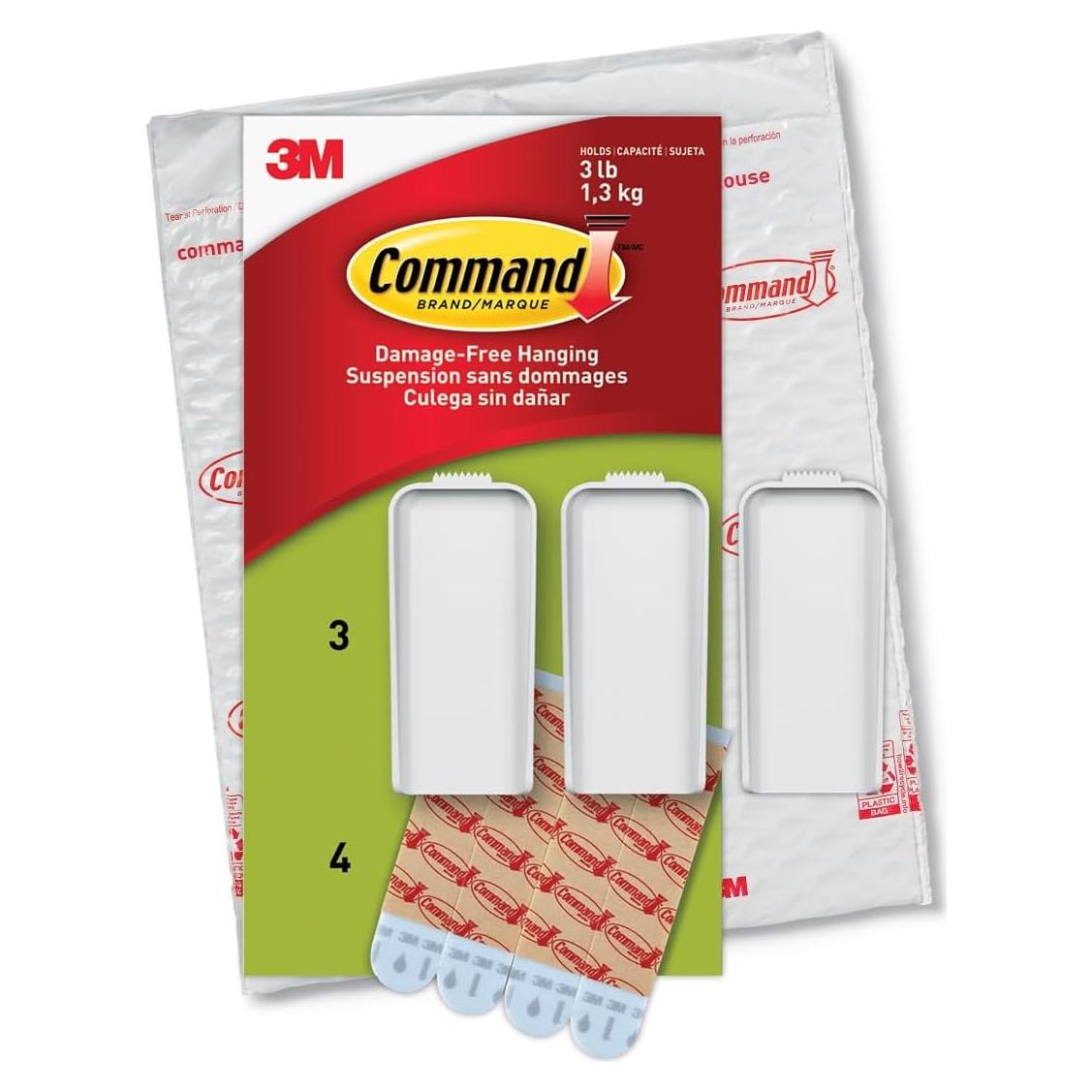 Ganchos de Lienzo Grande Command 3 Piezas Soporta 1.36 kg