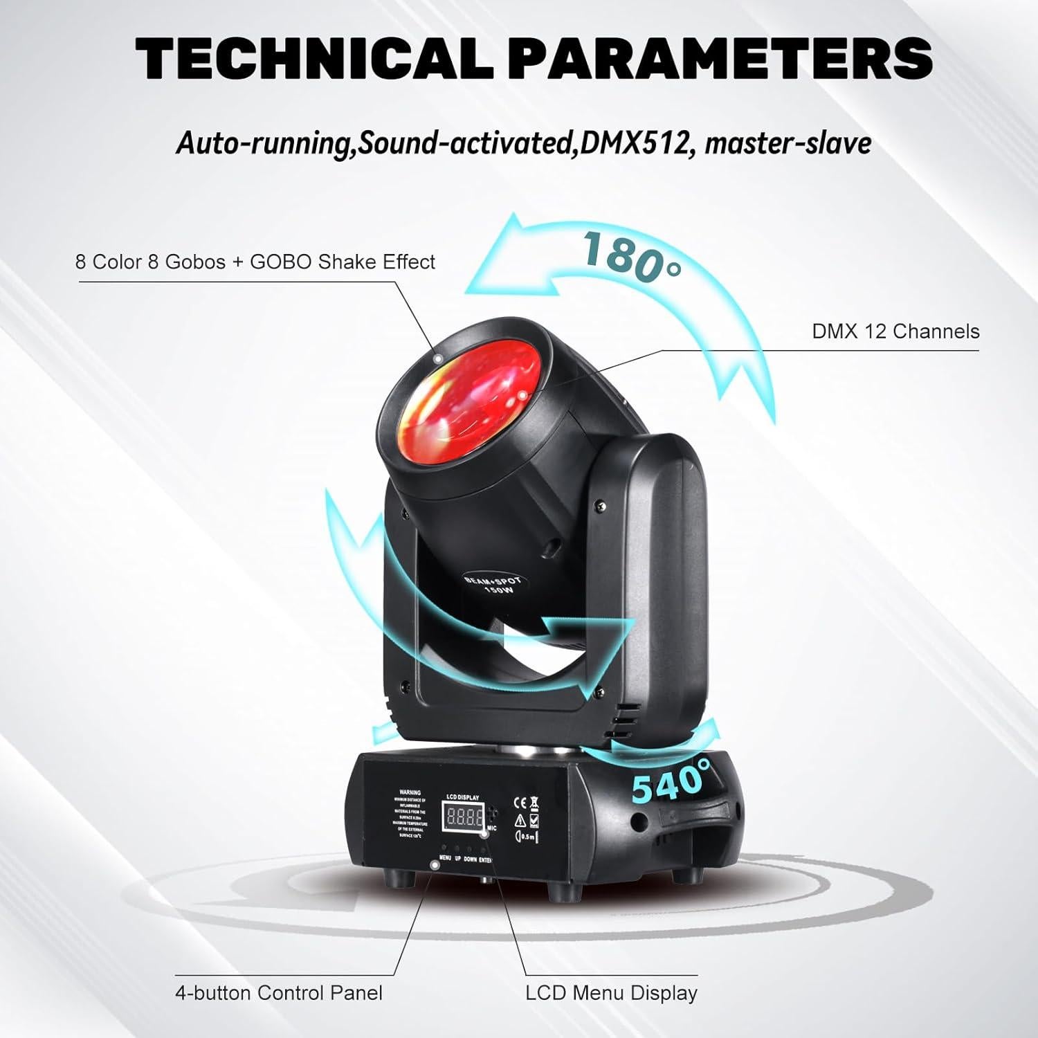 Luz de Cabeza Móvil DJXFLI 150W LED DMX 18 Prisma Rotativo