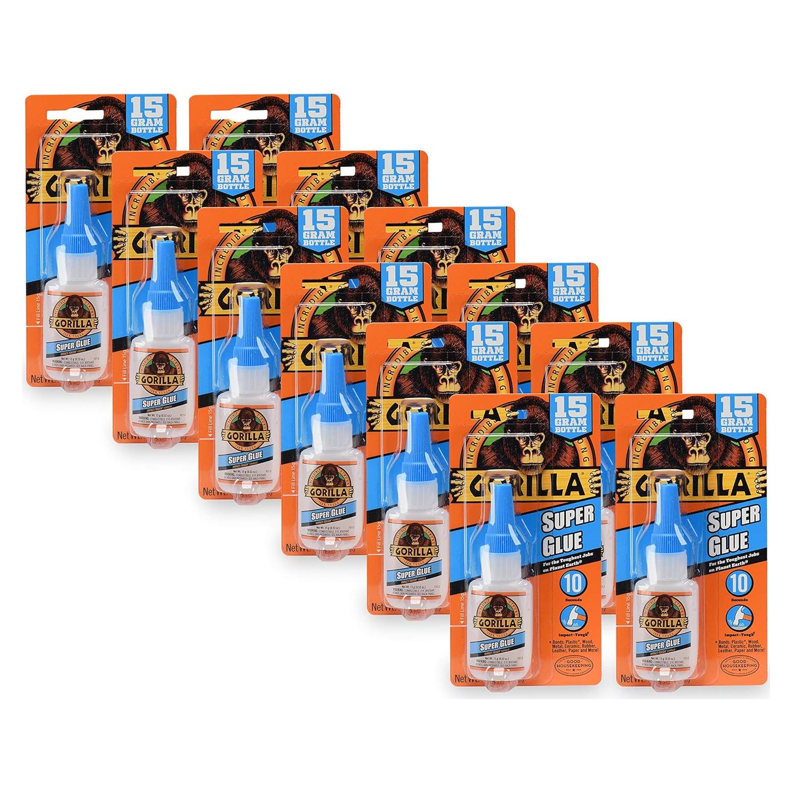 Gorilla Super Glue 15 g Claro - Paquete de 12 Unidades