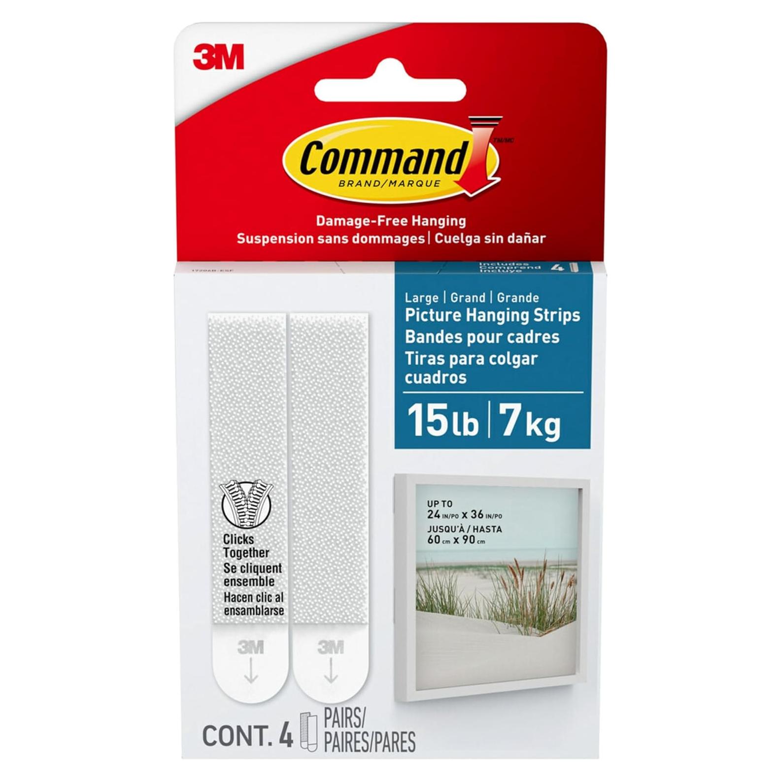 Tiradores de Pared Command 15 lb Blancos, 4 Pares, Resistentes al Agua