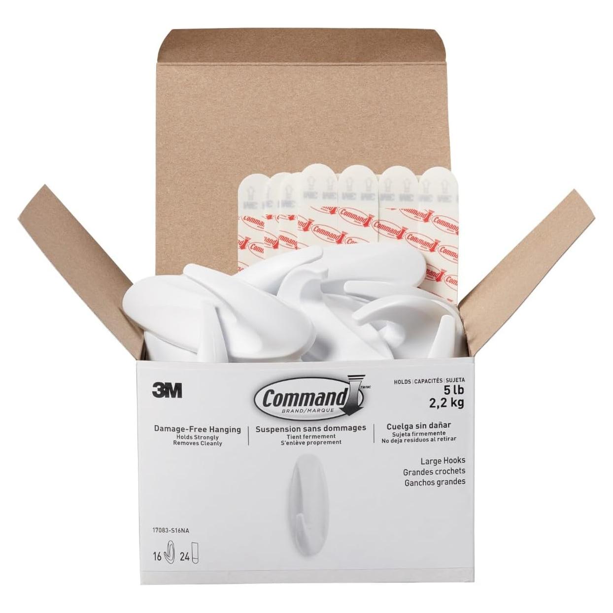 Ganchos Decorativos Command Grandes 16 Piezas 2.27 kg Blanco