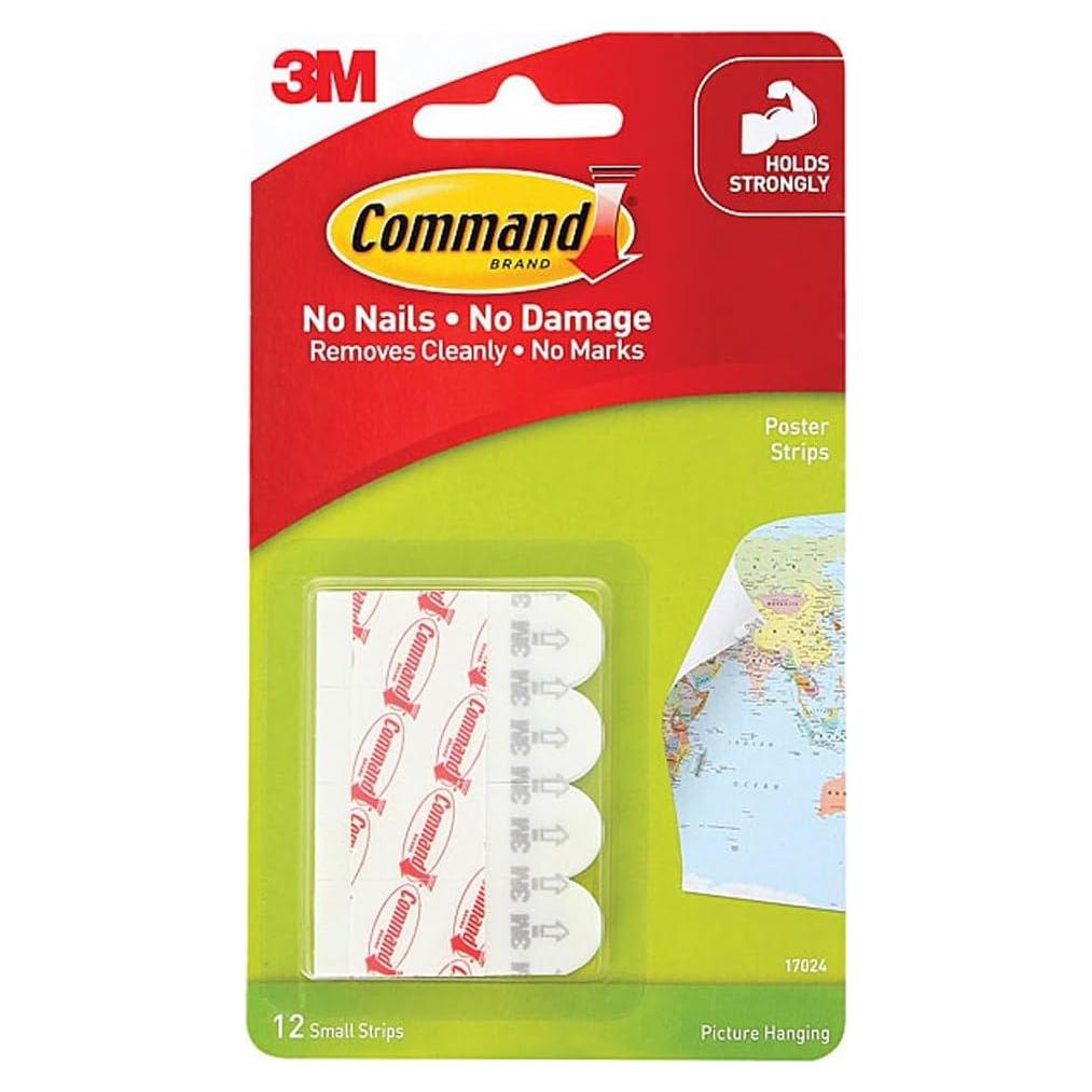 Tiras de Colgar Command 3M, 72 Tiras, Blanco, Sin Daños