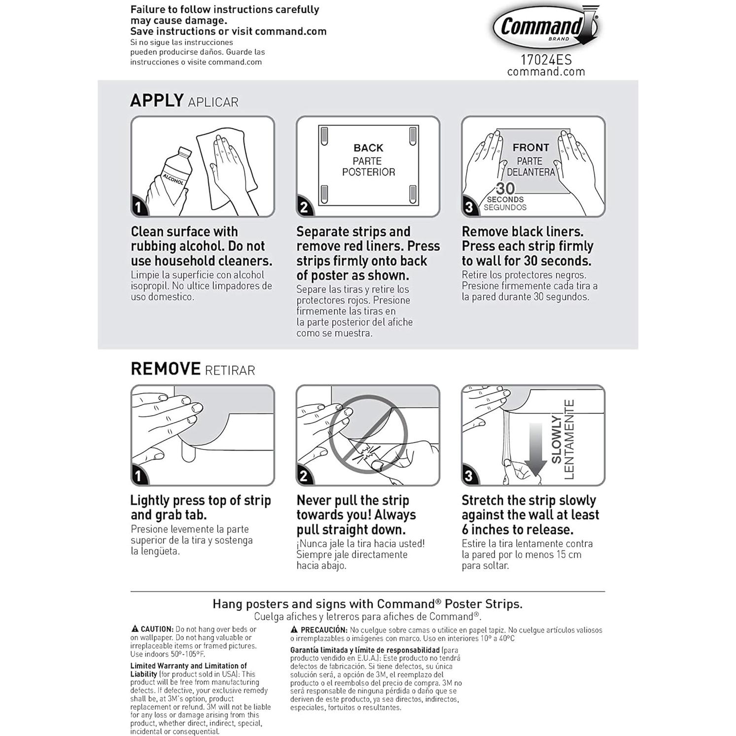 Tiras de Colgar Command 3M, 72 Tiras, Blanco, Sin Daños