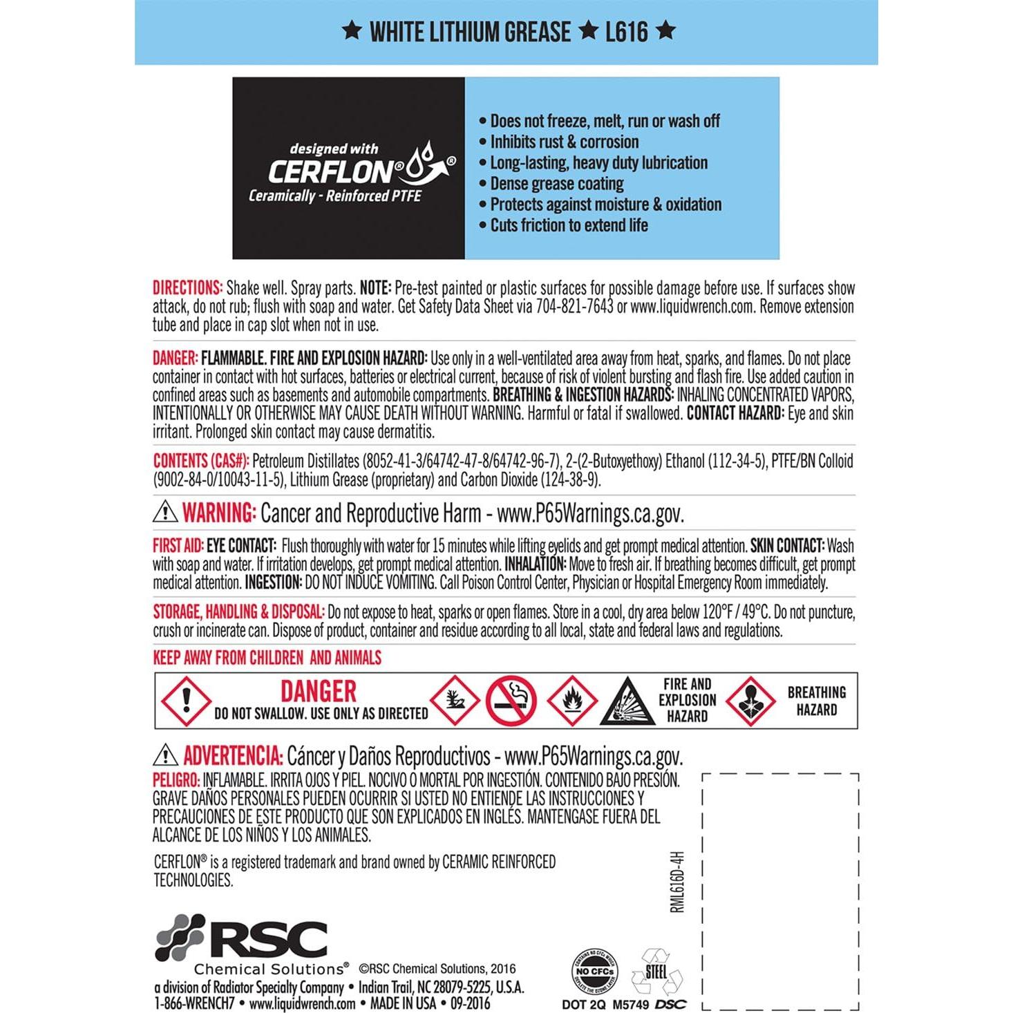 Grasa de Litio Blanca Liquid Wrench L616 - 4 Latas 290 g