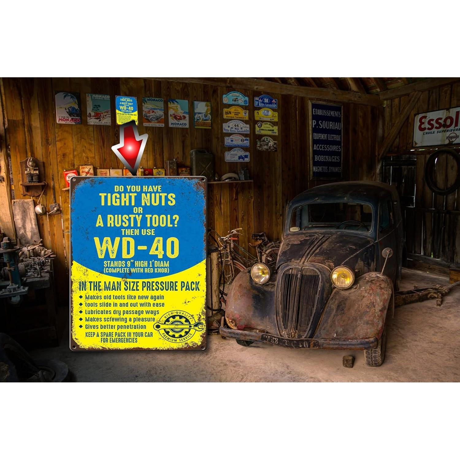 Funny Metal Signs Vintage Do You Have Tight Nuts Or A Rusty Tool? WD-40 For Man Cave Decor Vintage Garage Decor For men 8 x 12 inches