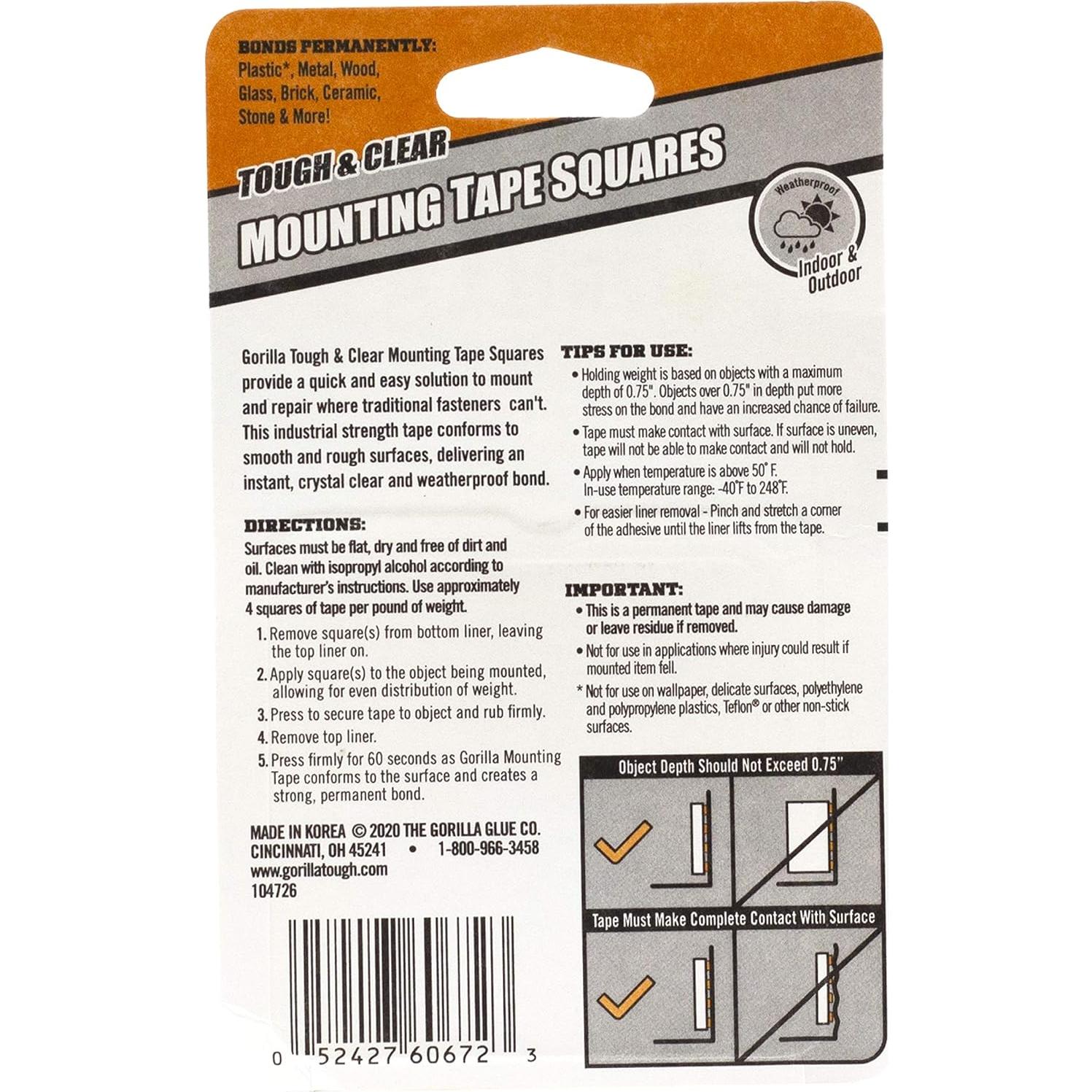 Cinta Doble Cara Gorilla Transparente 24 Cuadrados 1" Resistente