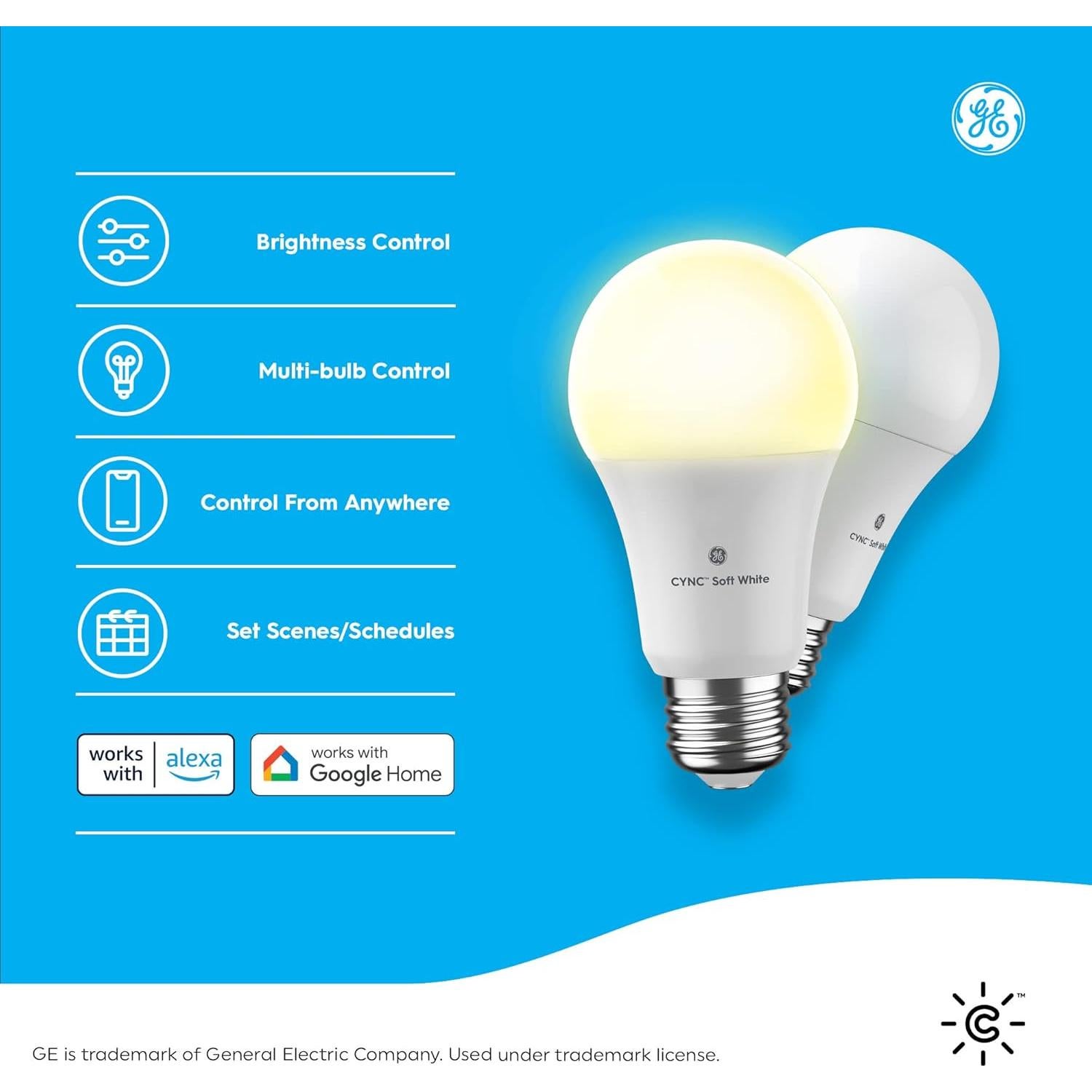 Bombillas LED Inteligentes GE Cync A19, 800 Lúmenes, 9.5W, 4 Pzas