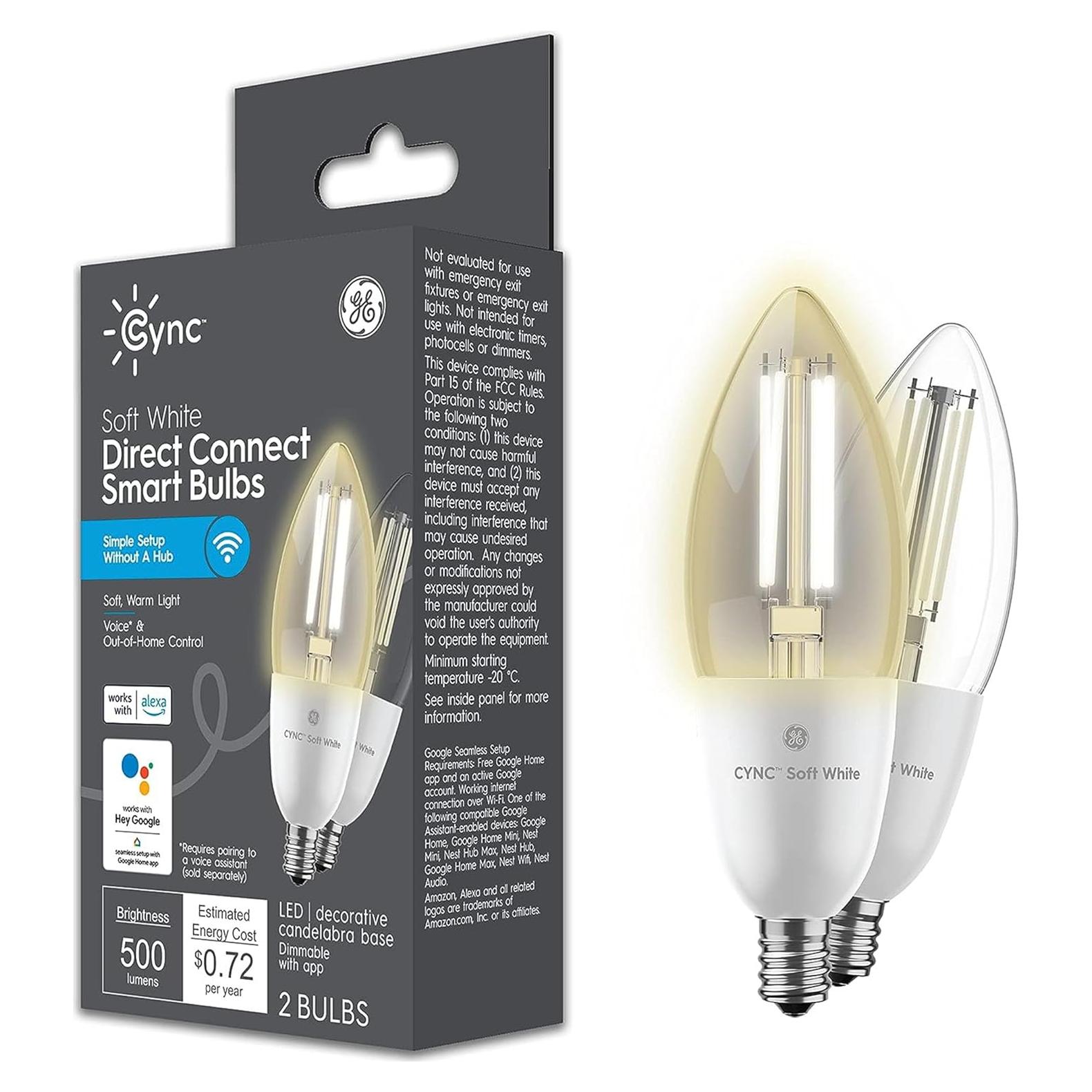 Bombilla LED Inteligente Cync B11, 6W, Blanco Suave, Paquete de 2