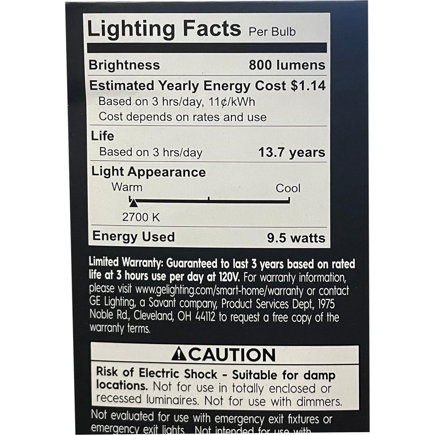 Bombilla Inteligente GE 9.5W A19 Regulable 800 Lúmenes