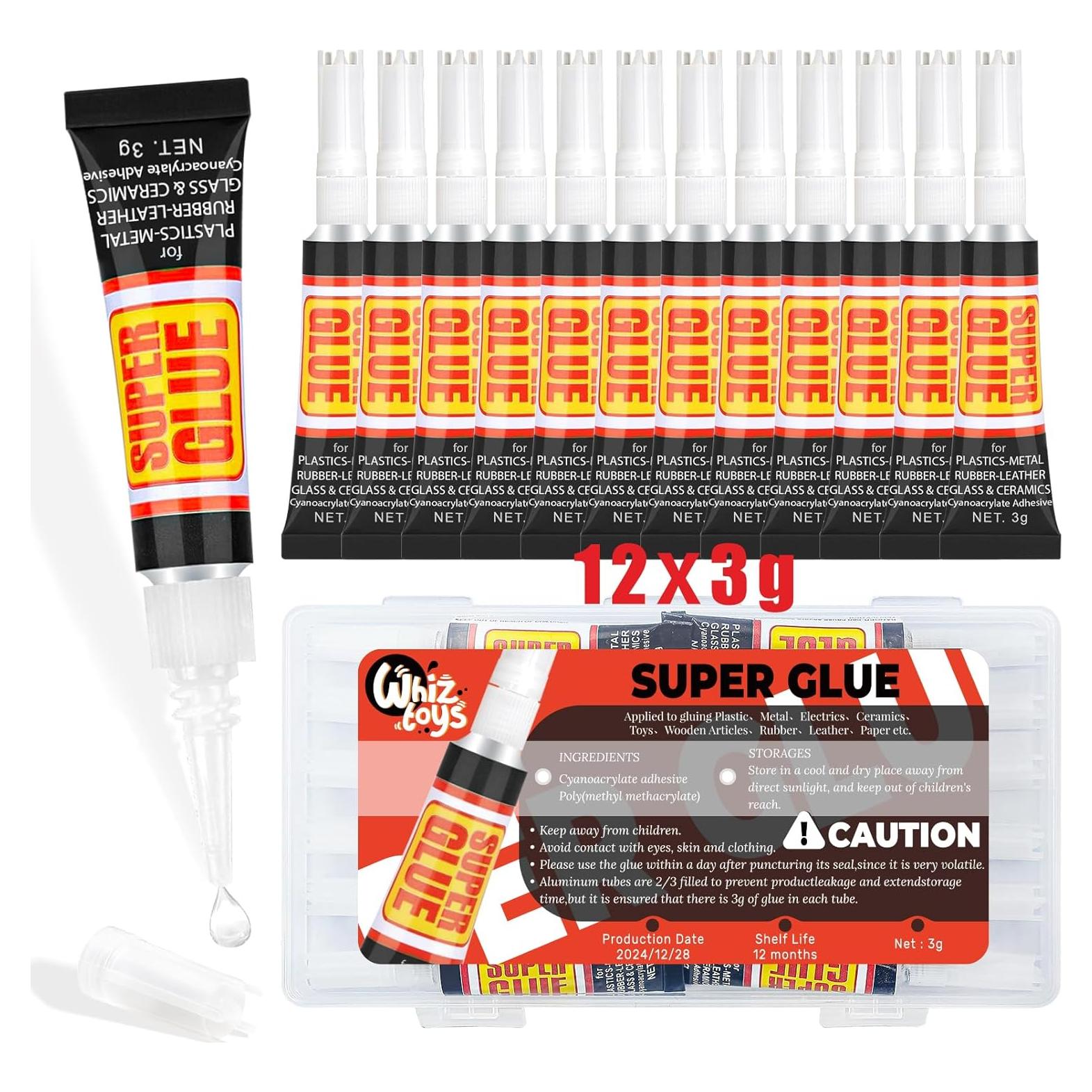 Super Pegamento Líquido Transparente WhizToys - 12 Tubos 3g