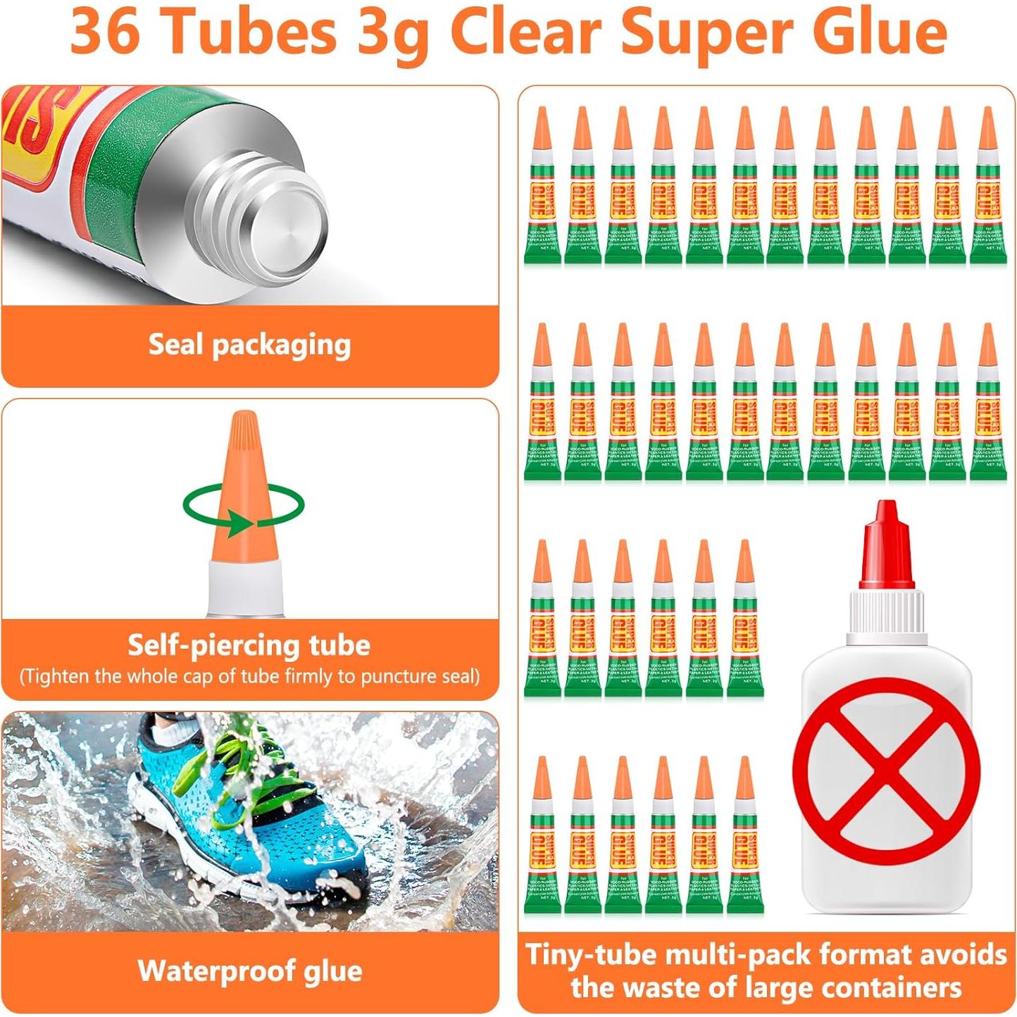 36 Tubos de 3g Pegamento Súper Fuerte Lucomb Gel Transparente