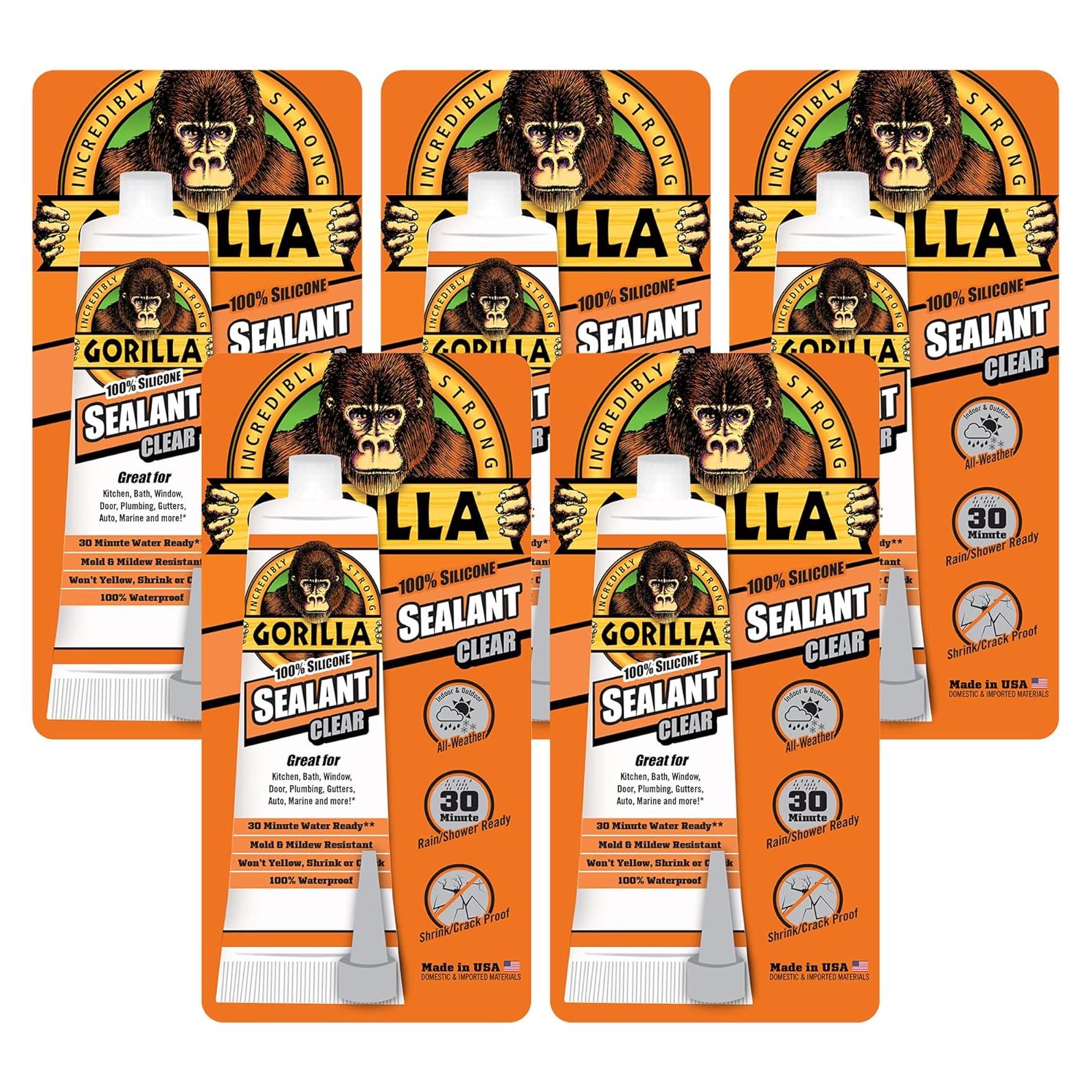 Sellador de Silicona Transparente Gorilla 2.8oz - Paquete de 5