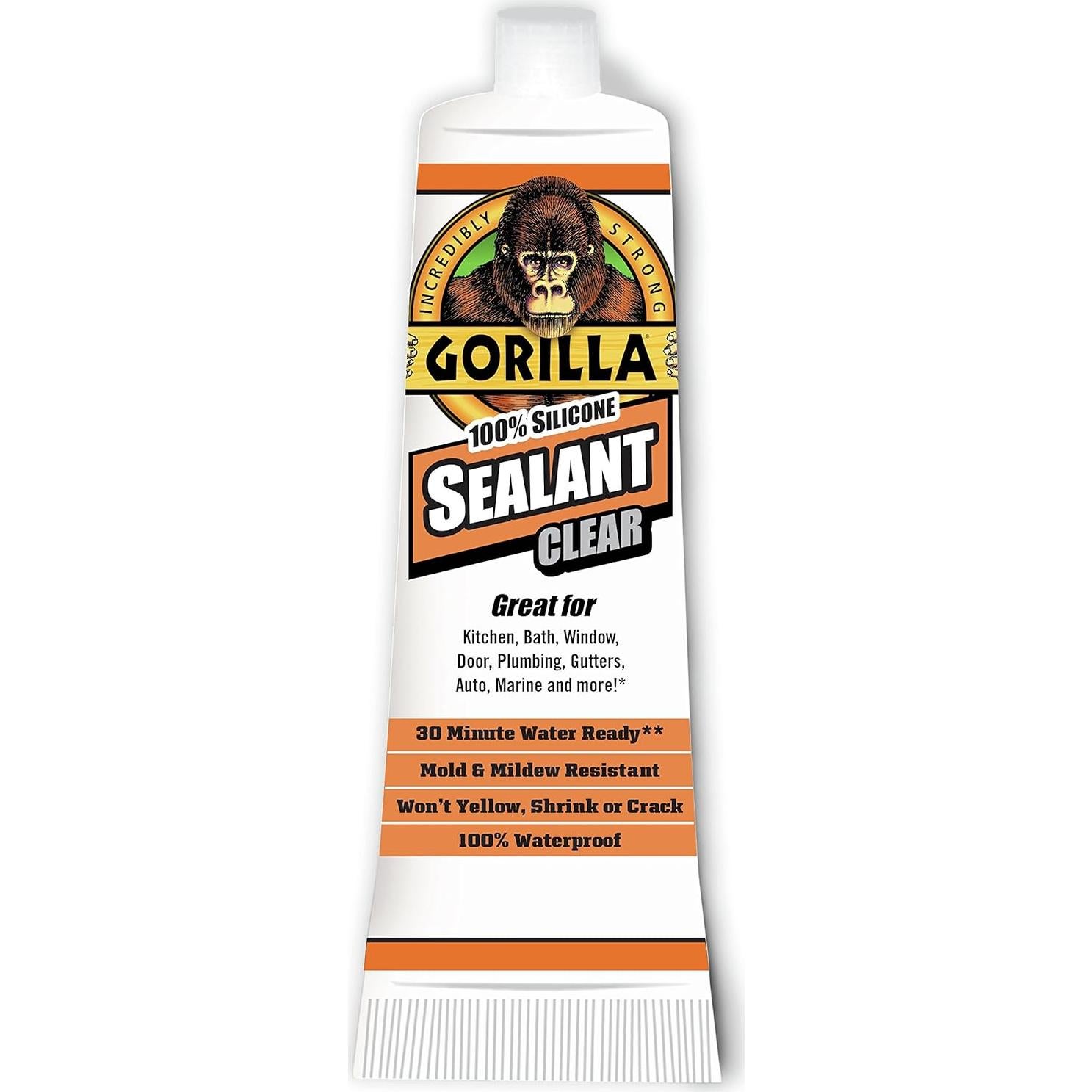 Sellador de Silicona Gorilla 100% Transparente 4 Tubos 80ml