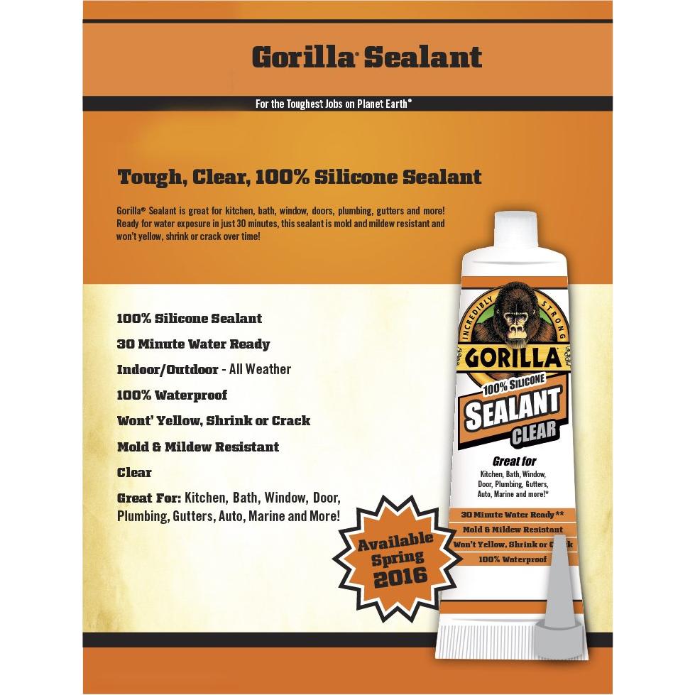 Sellador de Silicona Gorilla 100% Transparente 4 Tubos 80ml