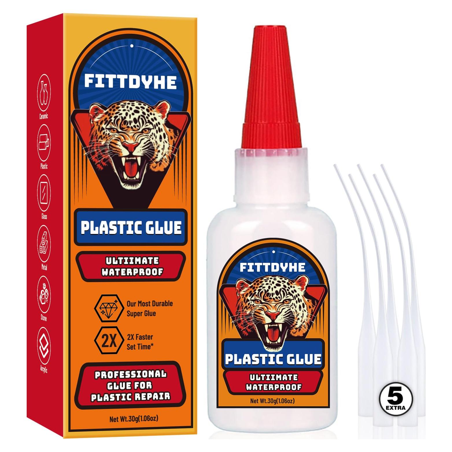 Super Pegamento Plástico 30g FITTDYHE, Adhesivo Rápido y Resistente