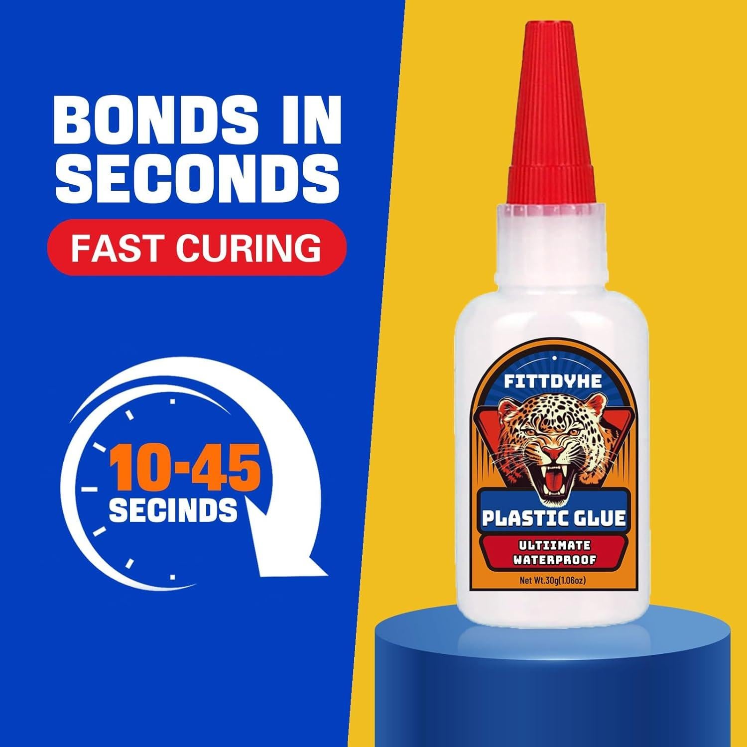 Super Pegamento Plástico 30g FITTDYHE, Adhesivo Rápido y Resistente