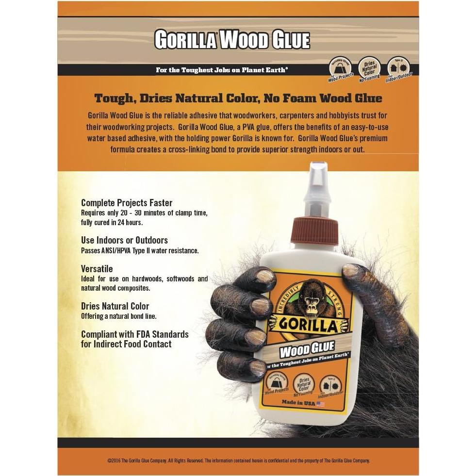 Pegamento de Madera Gorilla 236ml - Paquete de 10 Botellas