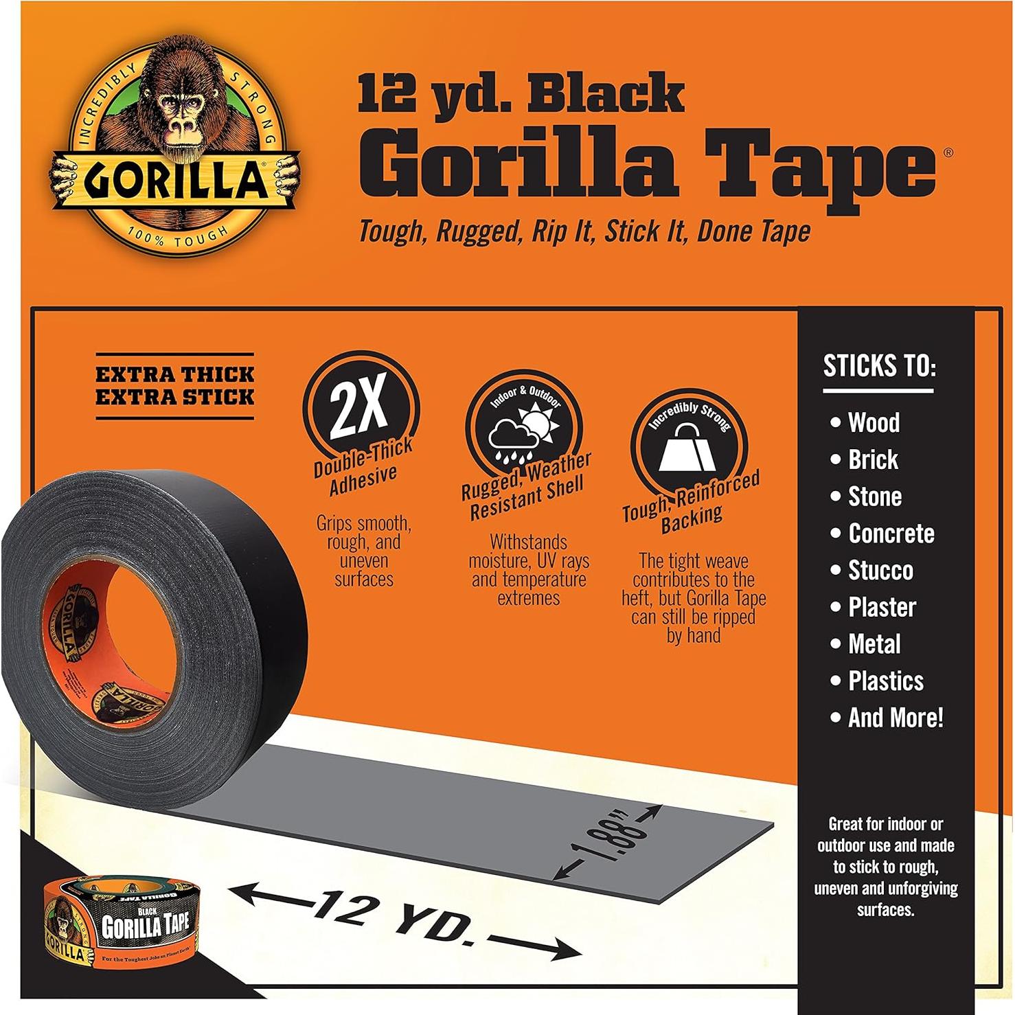 Cinta Ducto Gorilla Negra 48mm x 11m - Paquete de 6