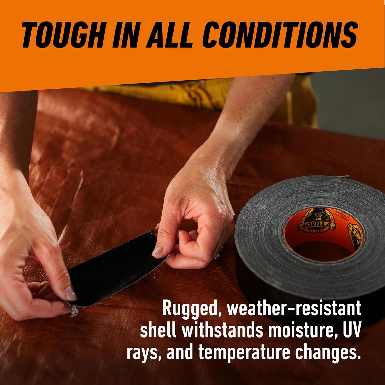 Cinta Ducto Gorilla Negra 4.57 cm x 45.72 m - Resistente Todo Clima