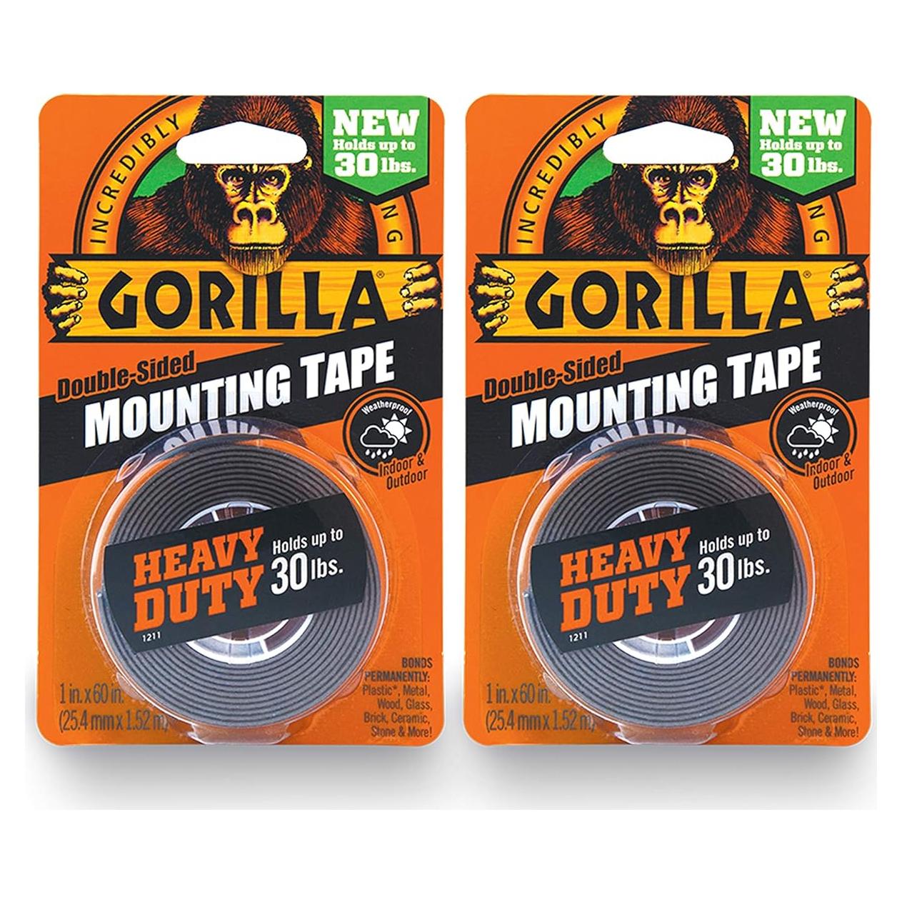 Cinta de Montaje Doble Cara Gorilla 2 Paquetes 2.54 cm x 152.4 cm