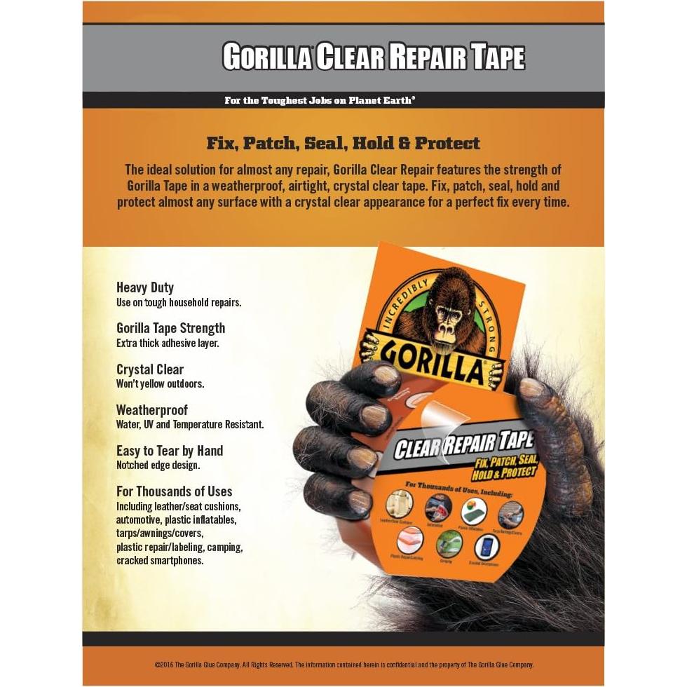 Cinta adhesiva transparente Gorilla 2pk 4.78cm x 4.57m