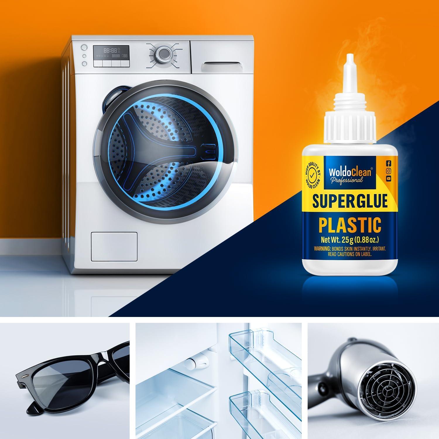 Super Glue WoldoClean 25g para Plástico - Secado Rápido, Transparente