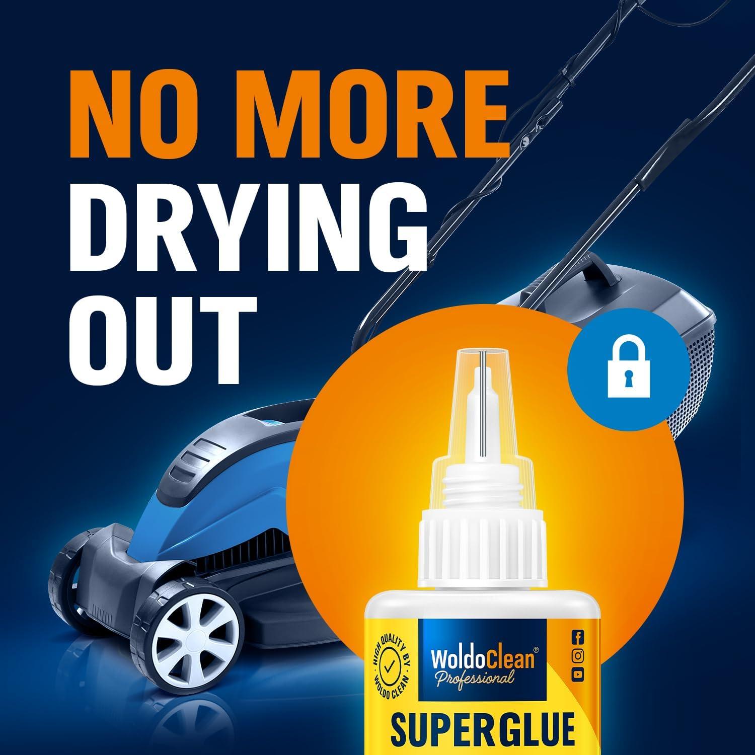 Super Glue WoldoClean 25g para Plástico - Secado Rápido, Transparente