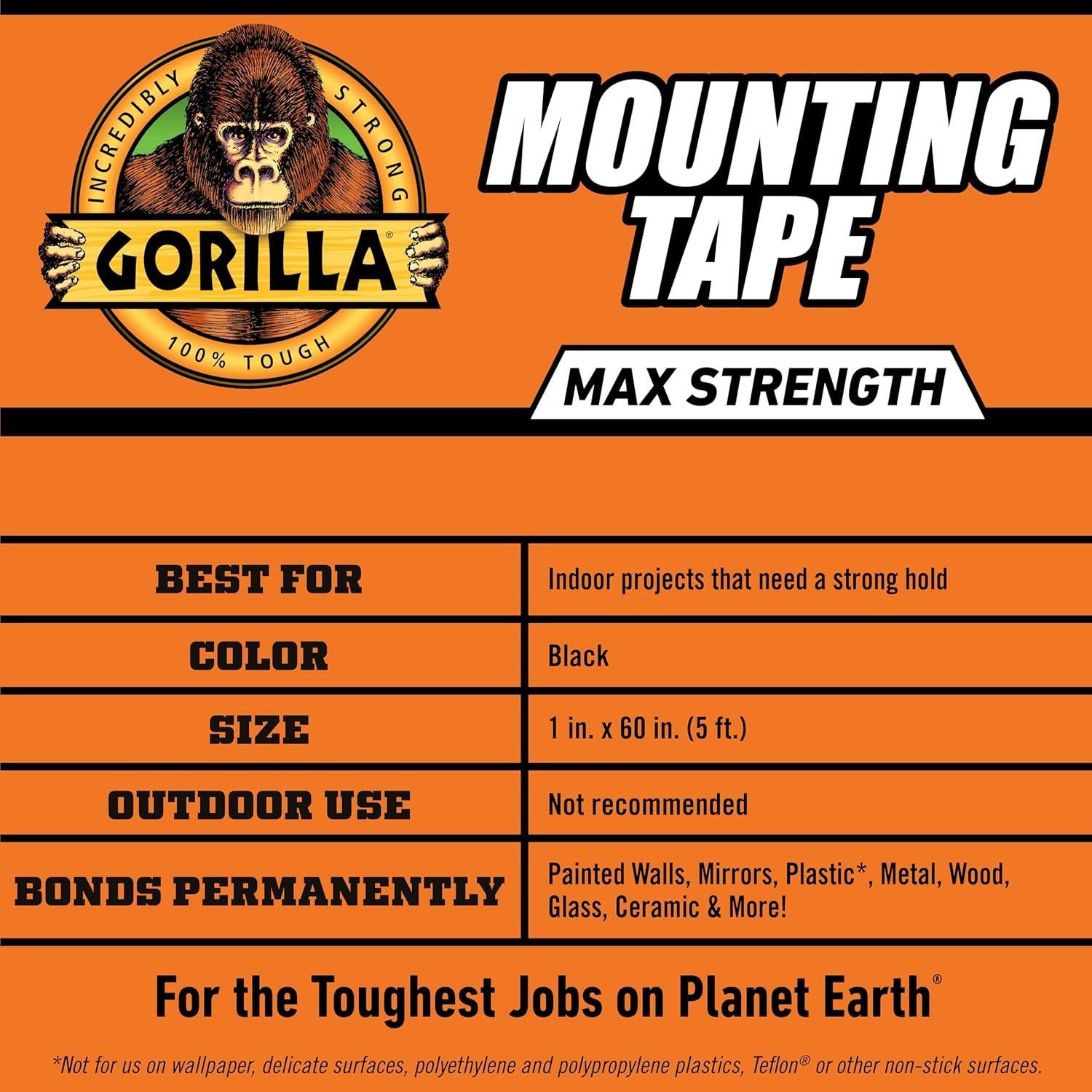 Cinta de Montaje Gorilla Max Strength Doble Cara 2.54cm x 152.4cm