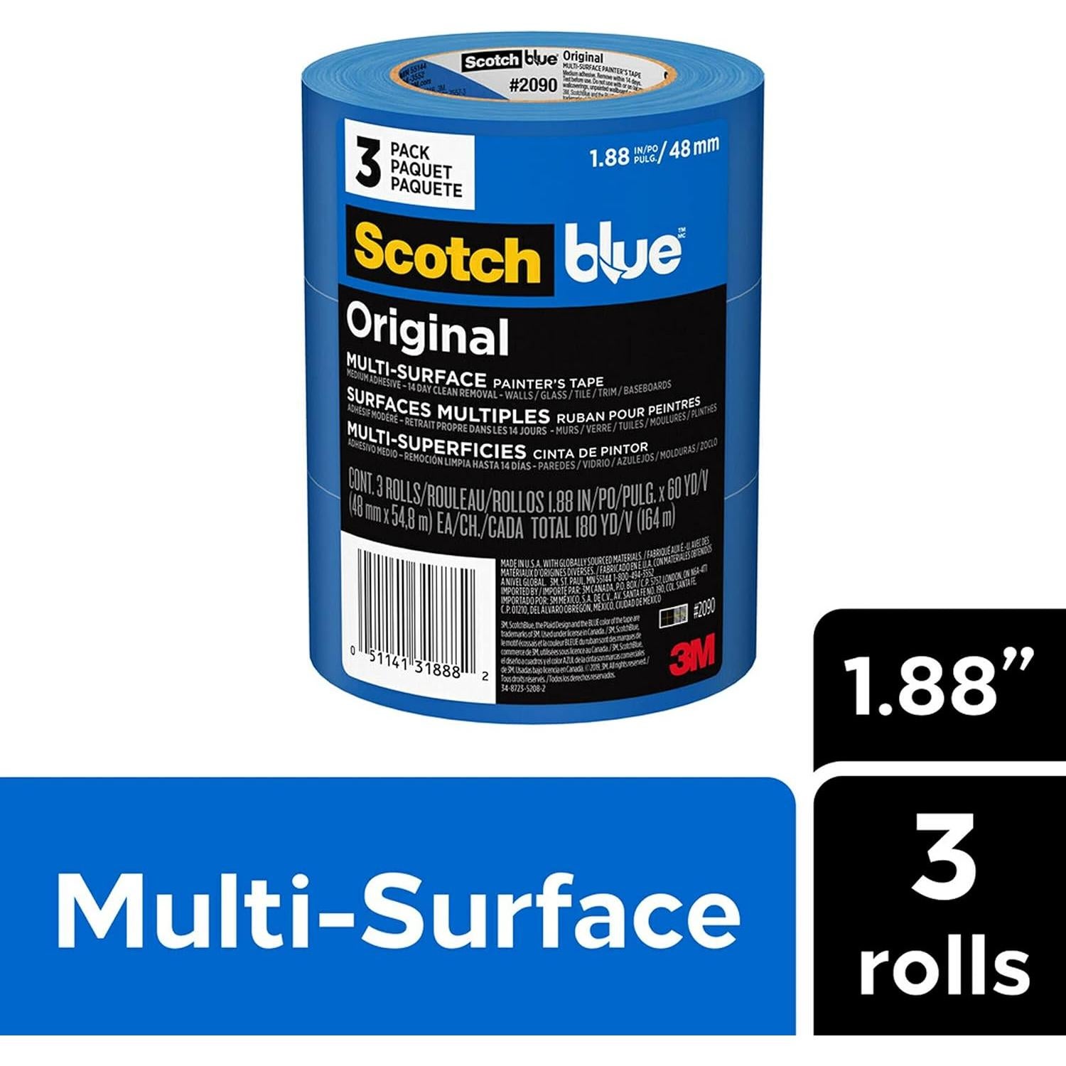 Cinta de Pintor ScotchBlue Original 4.8 cm Ancho 3 Rollos
