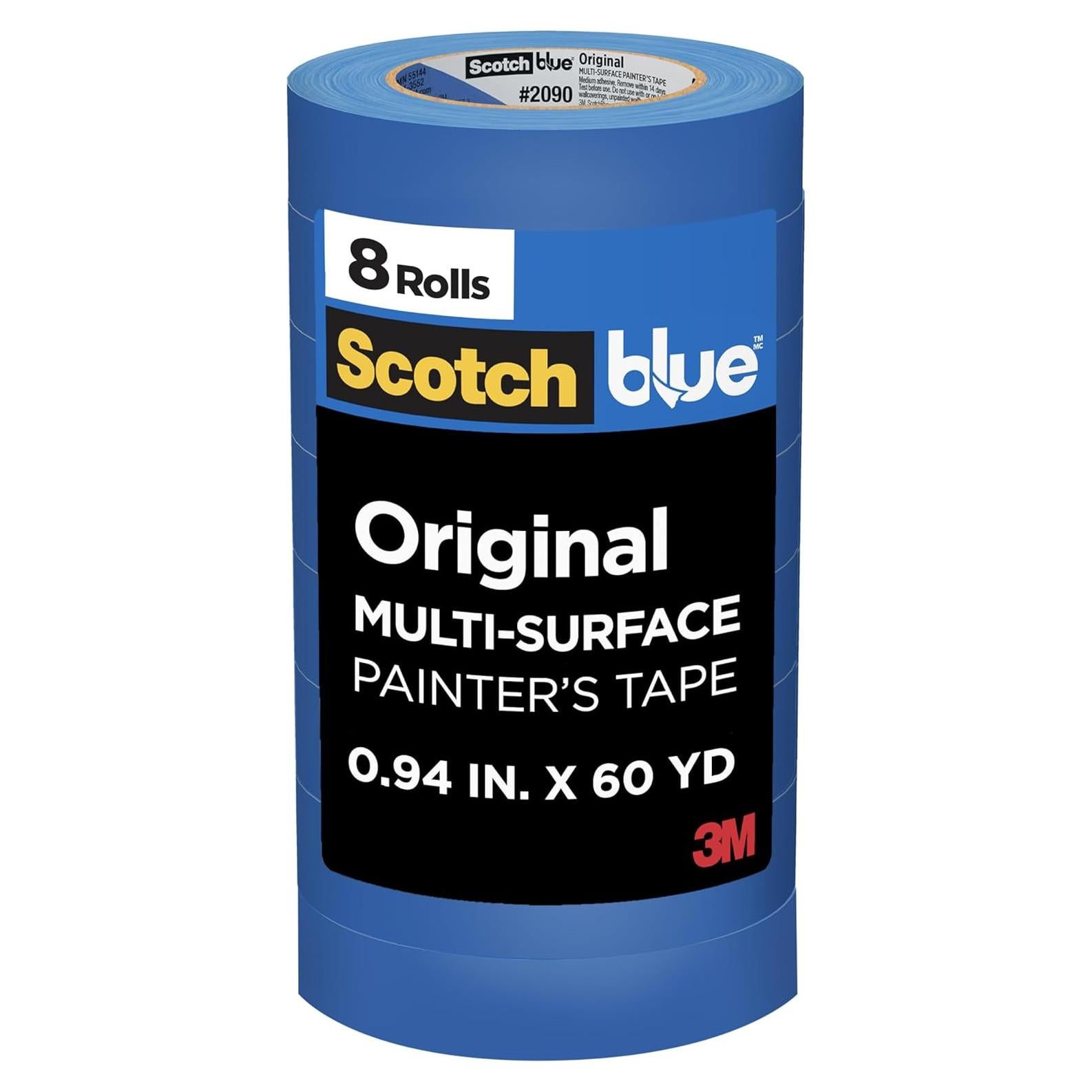 Cinta de Pintura ScotchBlue 2.39 cm x 54.86 m, 8 Rollos, Azul