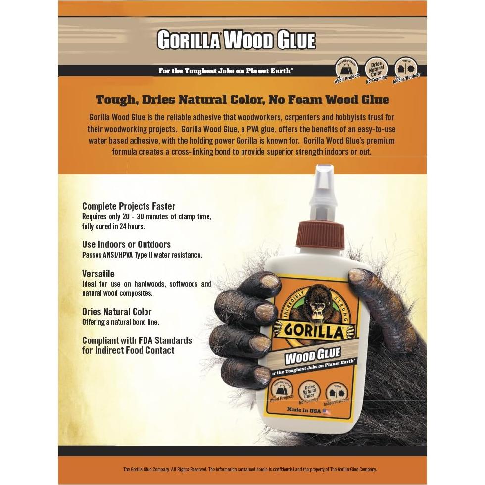 Pegamento para Madera Gorilla, 12 Botellas de 118ml