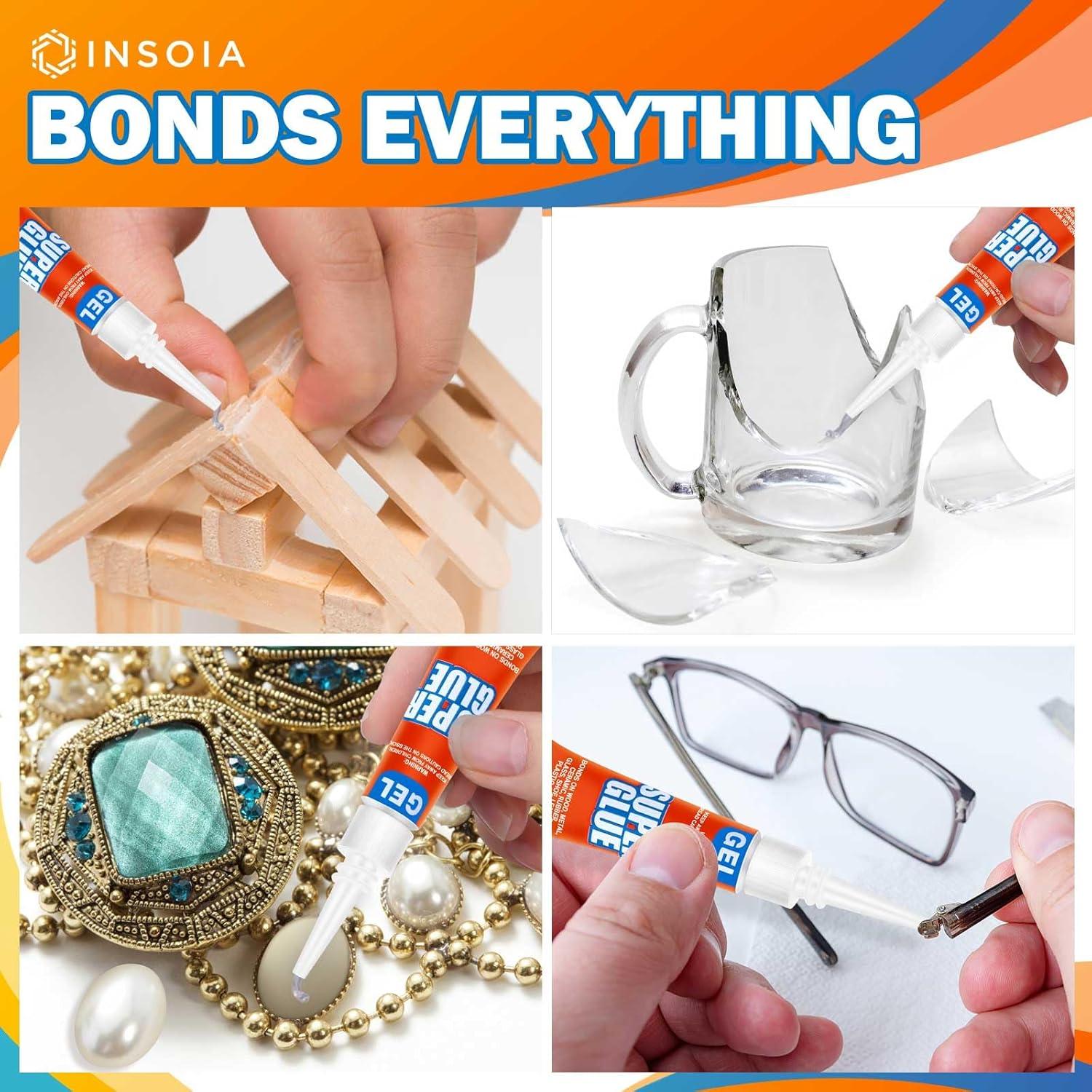 Super Glue Gel INSOIA 12 Tubos de 3g Adhesivo Multiusos