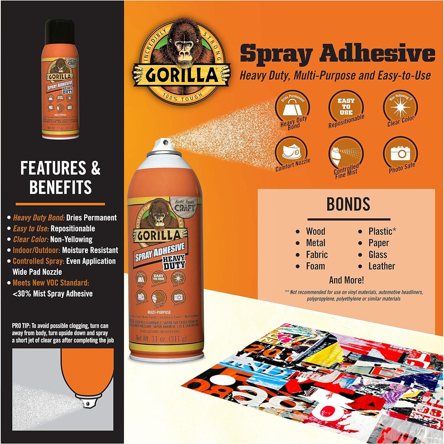 Adhesivo en Spray Gorilla 311g - Alta Resistencia y Reposicionable