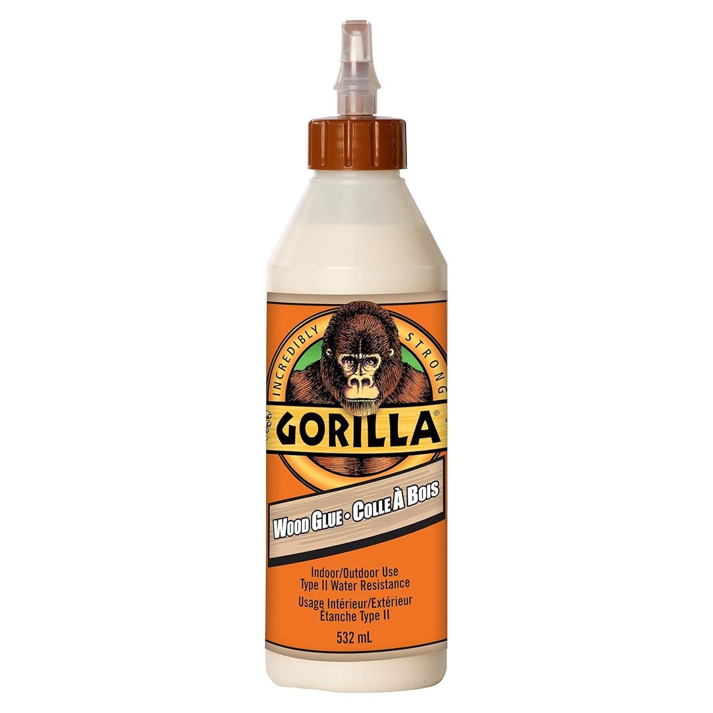 Pegamento de Madera Gorilla 532mL, Pintable y Lijable, Resistente