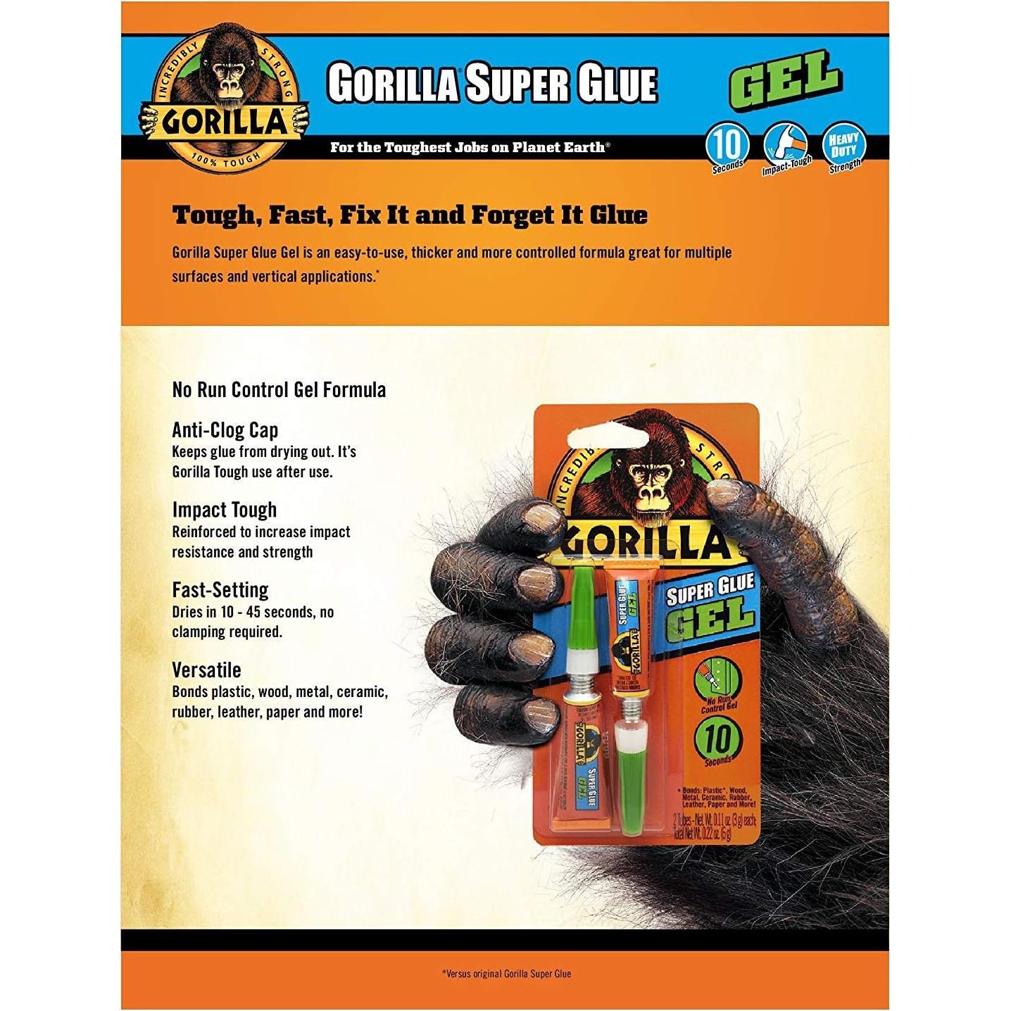 Gorilla Super Glue Gel 3 Tubos 6ml Transparente Alta Viscosidad
