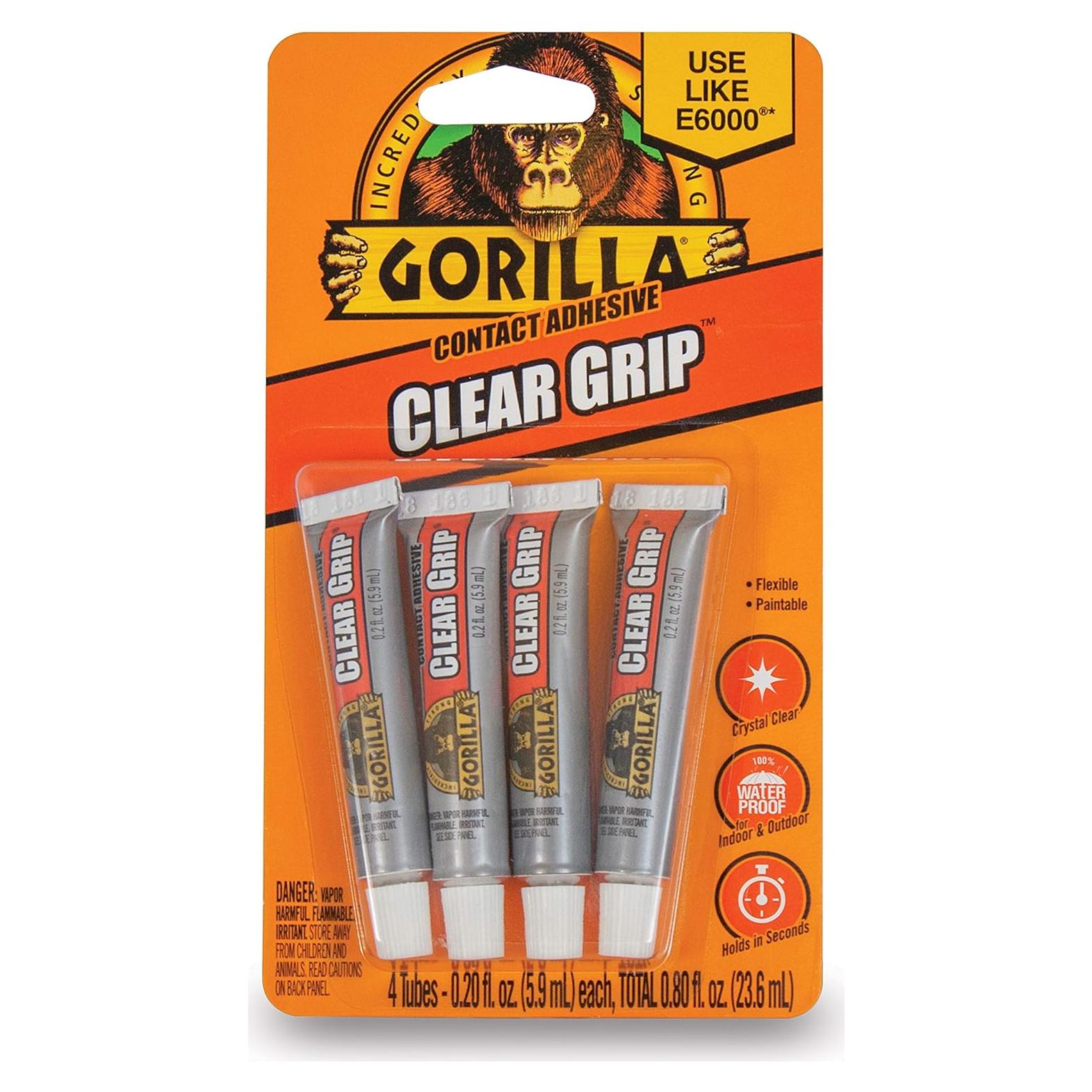 Adhesivo de contacto Gorilla Clear Grip 4 tubos 5.67 ml transparente