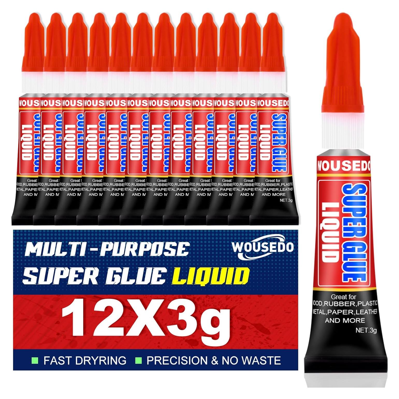 Pegamento Super Líquido WOUSEDO 12 Tubos 3g Cianoacrilato