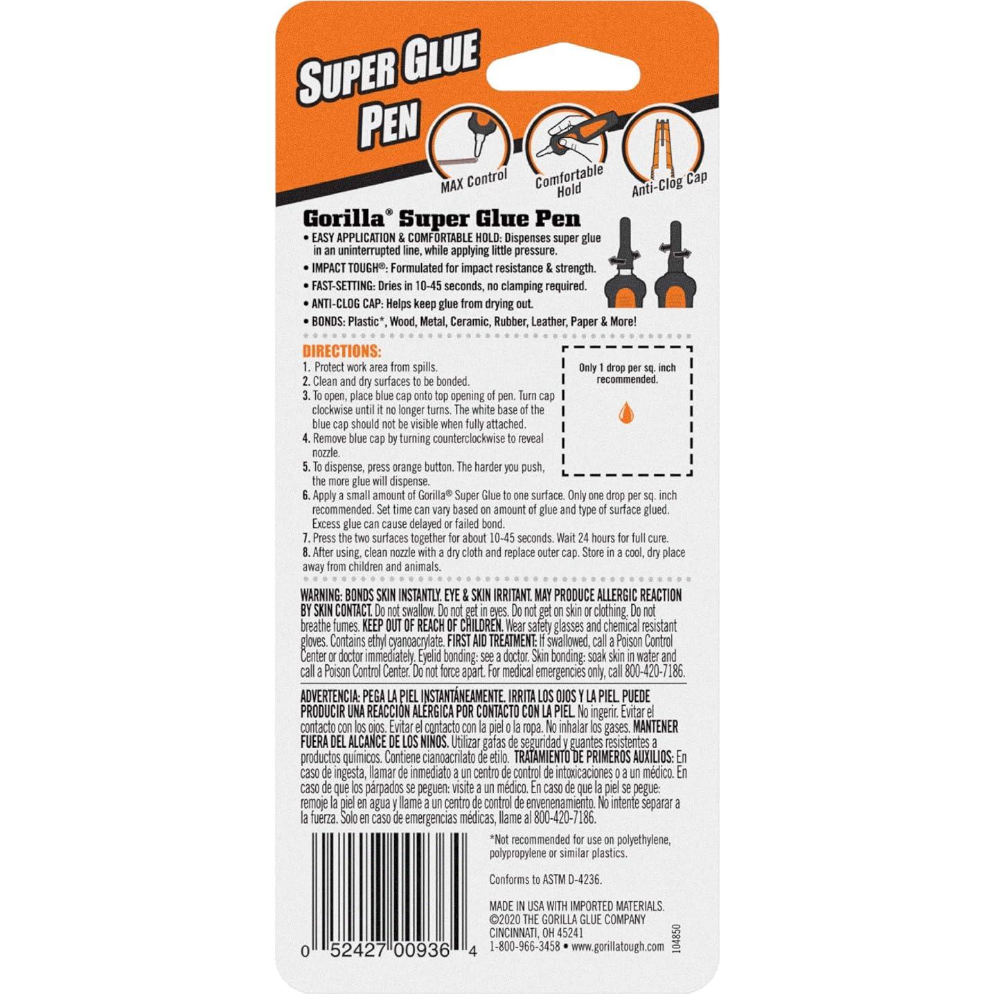 Bolígrafo Super Glue Gorilla 6g Transparente - Aplicador Fácil