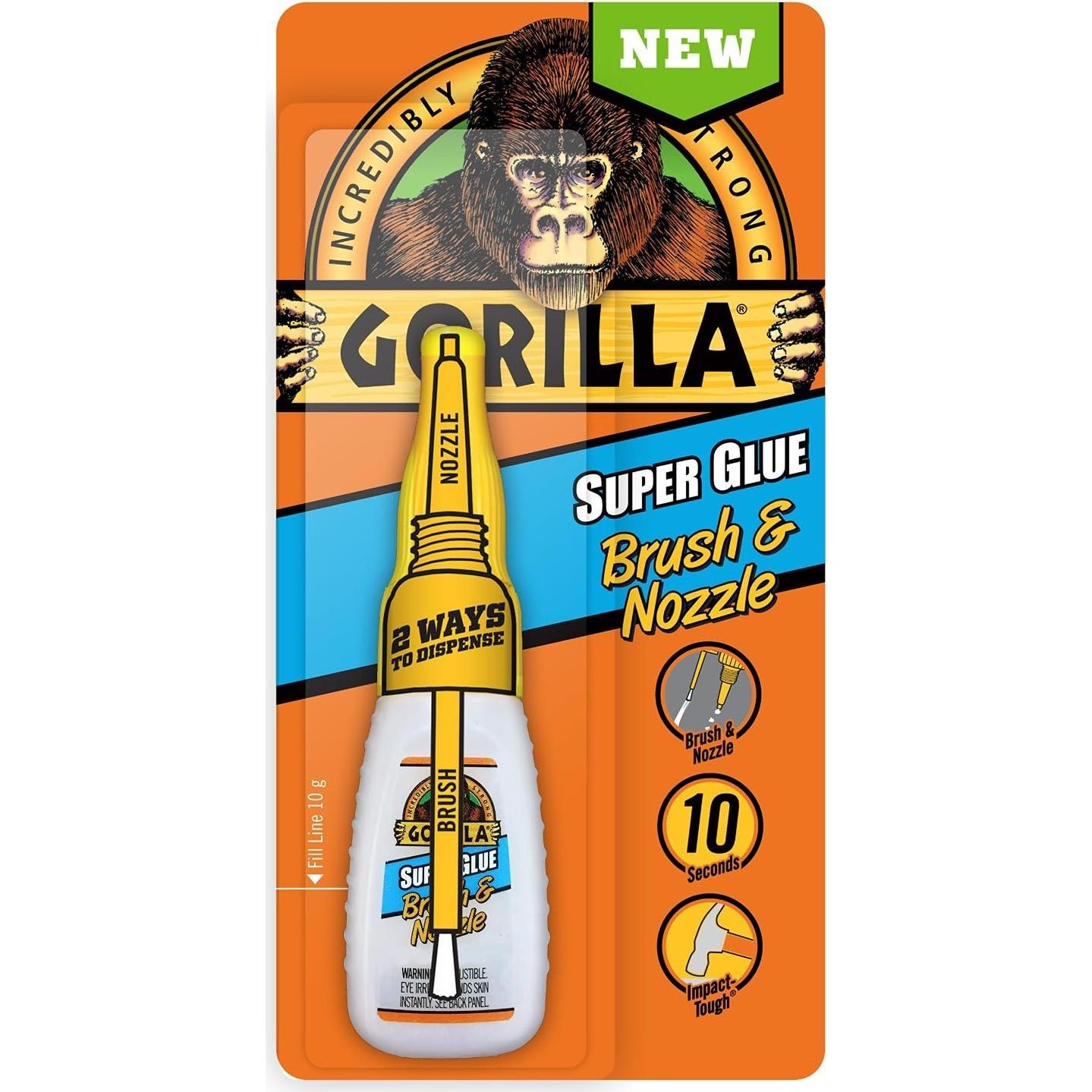 Gorilla Super Glue Gel 15g y Brush & Nozzle 10g - Combo Adhesivo