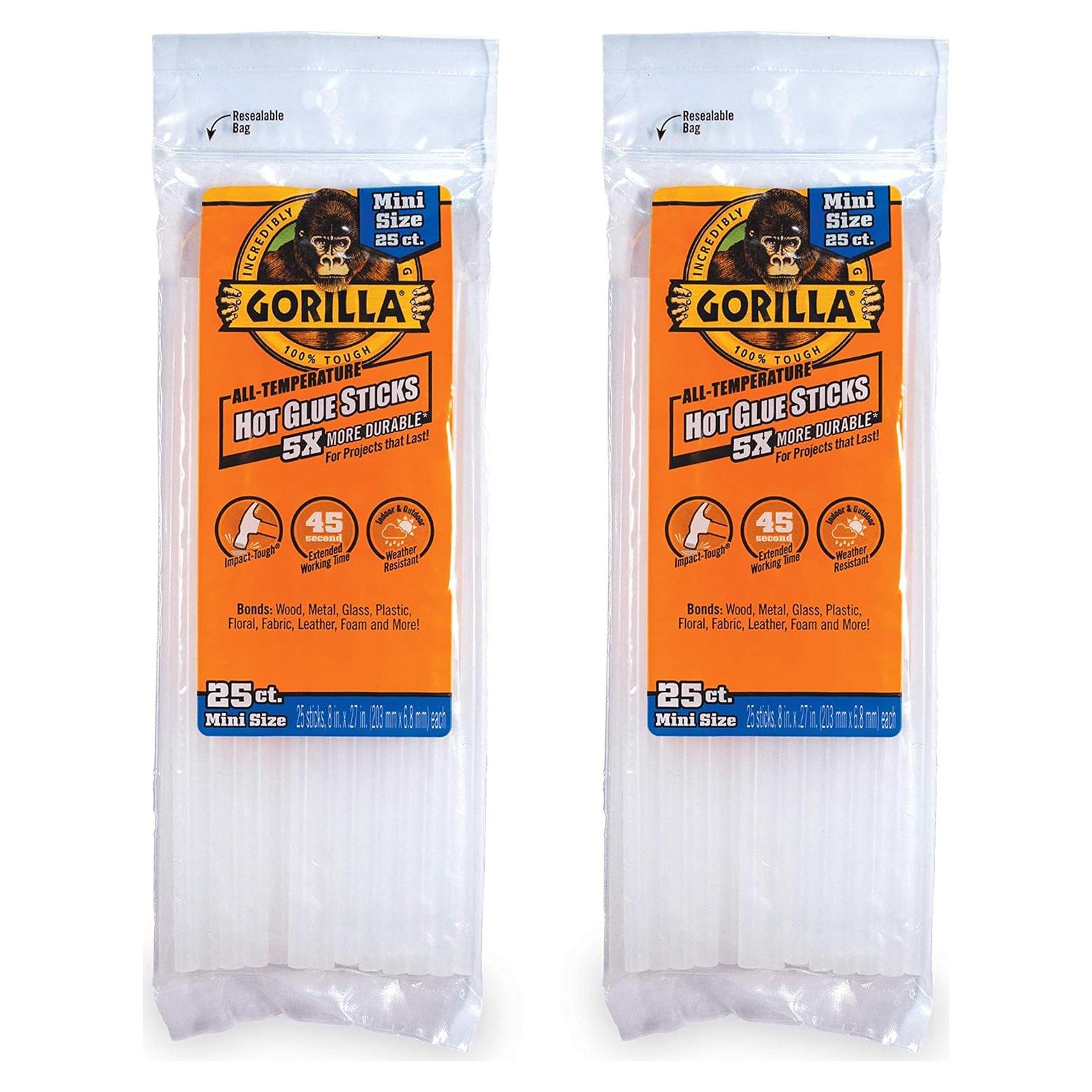 Palitos de Pegamento Caliente Gorilla Mini 20 cm 25 Unidades