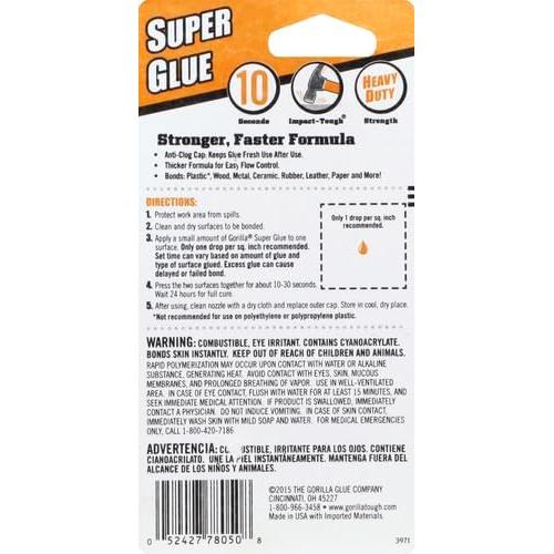 Gorilla Super Glue 15 Gramos Claro - Paquete de 5 Adhesivos