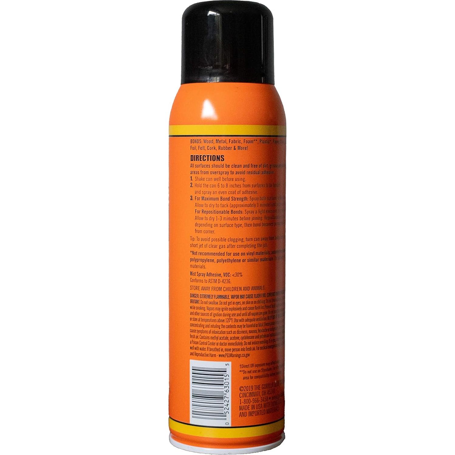 Adhesivo en aerosol Gorilla 4 latas 396g alta resistencia transparente