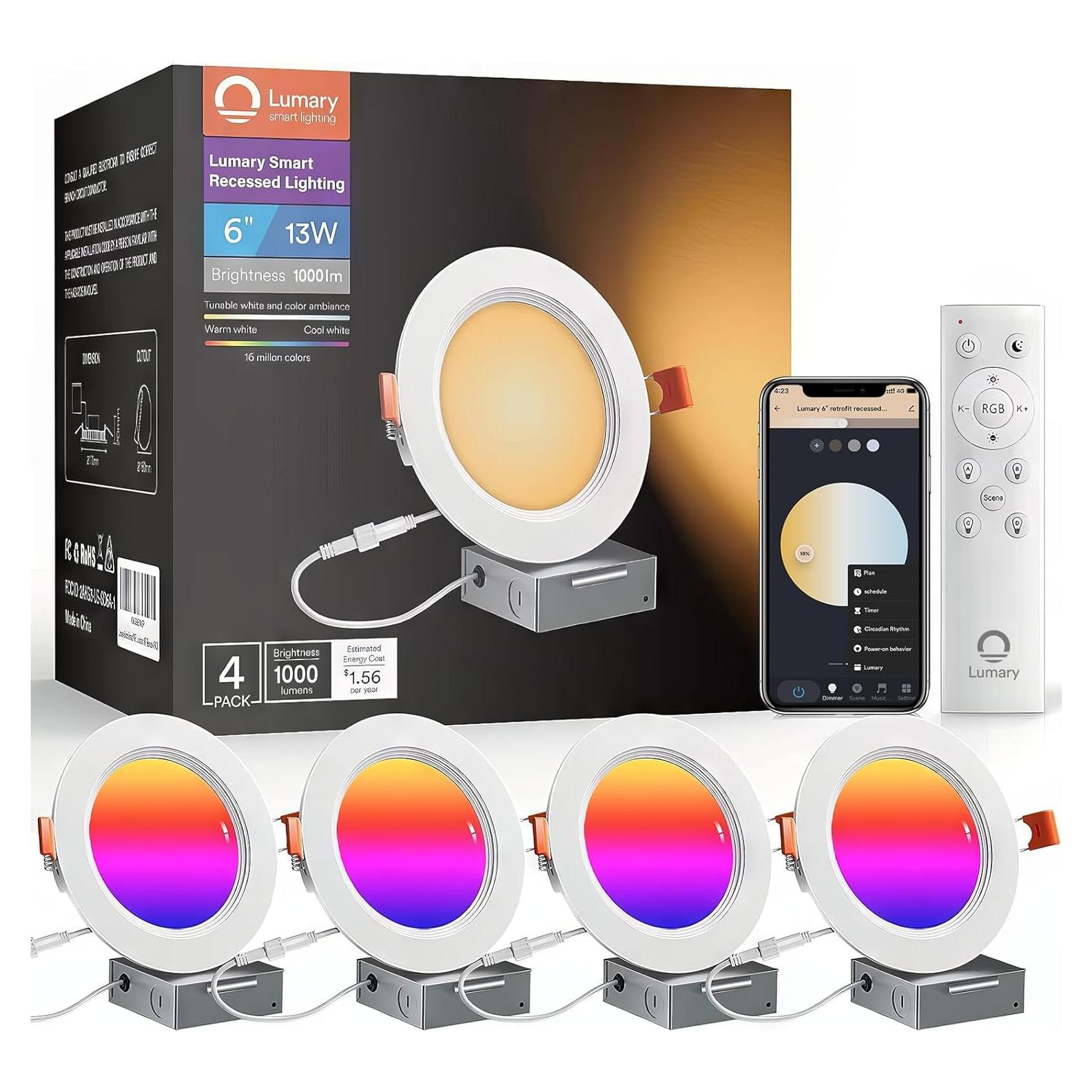 Luz Recesada Inteligente WiFi Lumary 15.24cm 13W RGBWW 4PCS