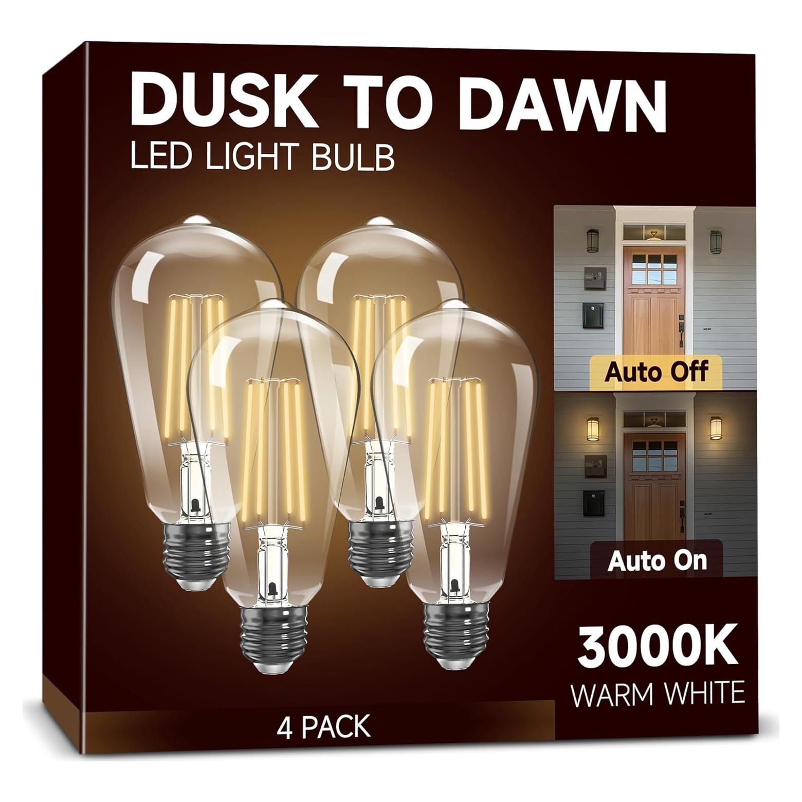 Bombillas LED Exterior UNILAMP 6W 600LM 3000K Vintage Paquete de 4