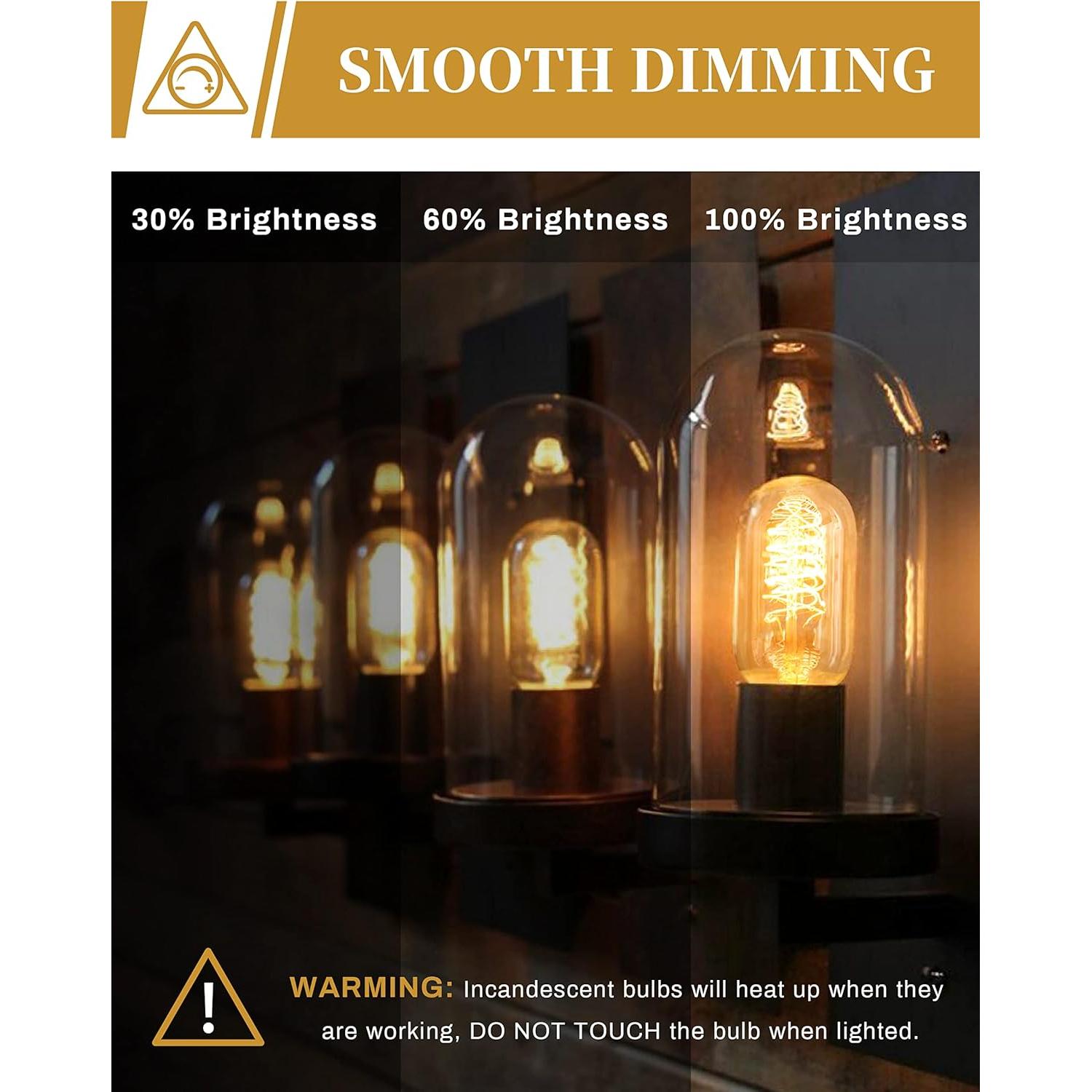 Bombillas Edison DORESshop 40W Regulables Ámbar 2700K Paquete de 4