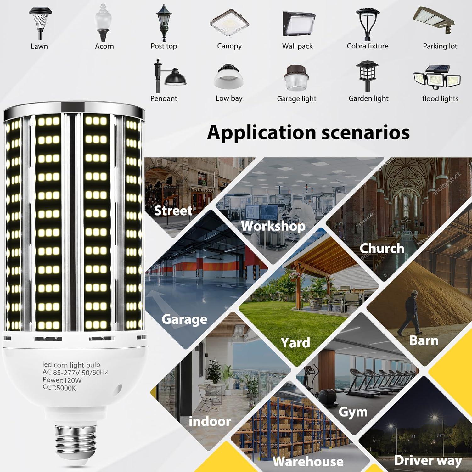 Paquete de 4 Bombillas LED de Maíz YANYCN 120W Luz Diurna 5000K