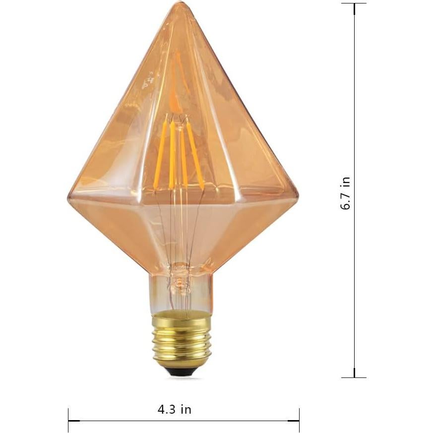 Bombilla Edison LED Vintage Diamante 40W Ámbar Cálido 320LM
