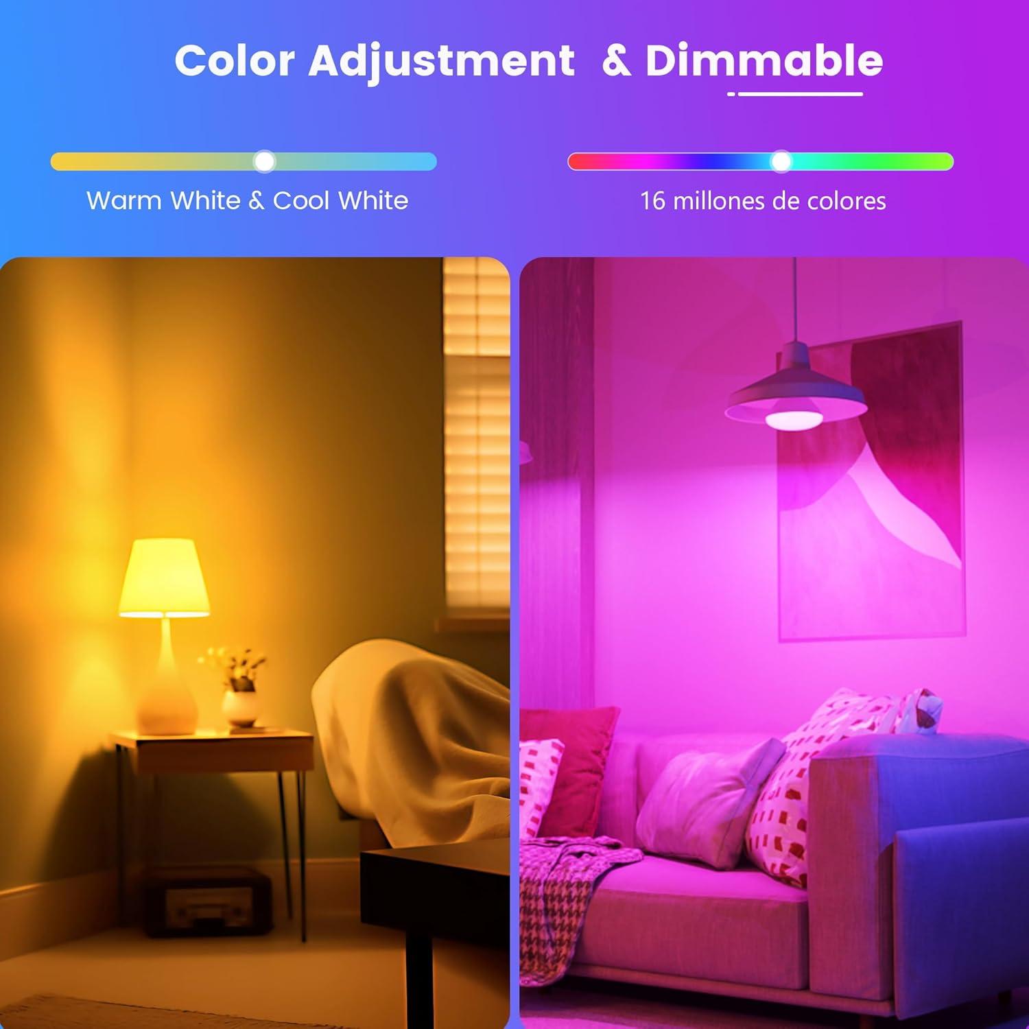 Bombilla inteligente OHLUX BR30 WiFi 10W RGB, paquete de 8